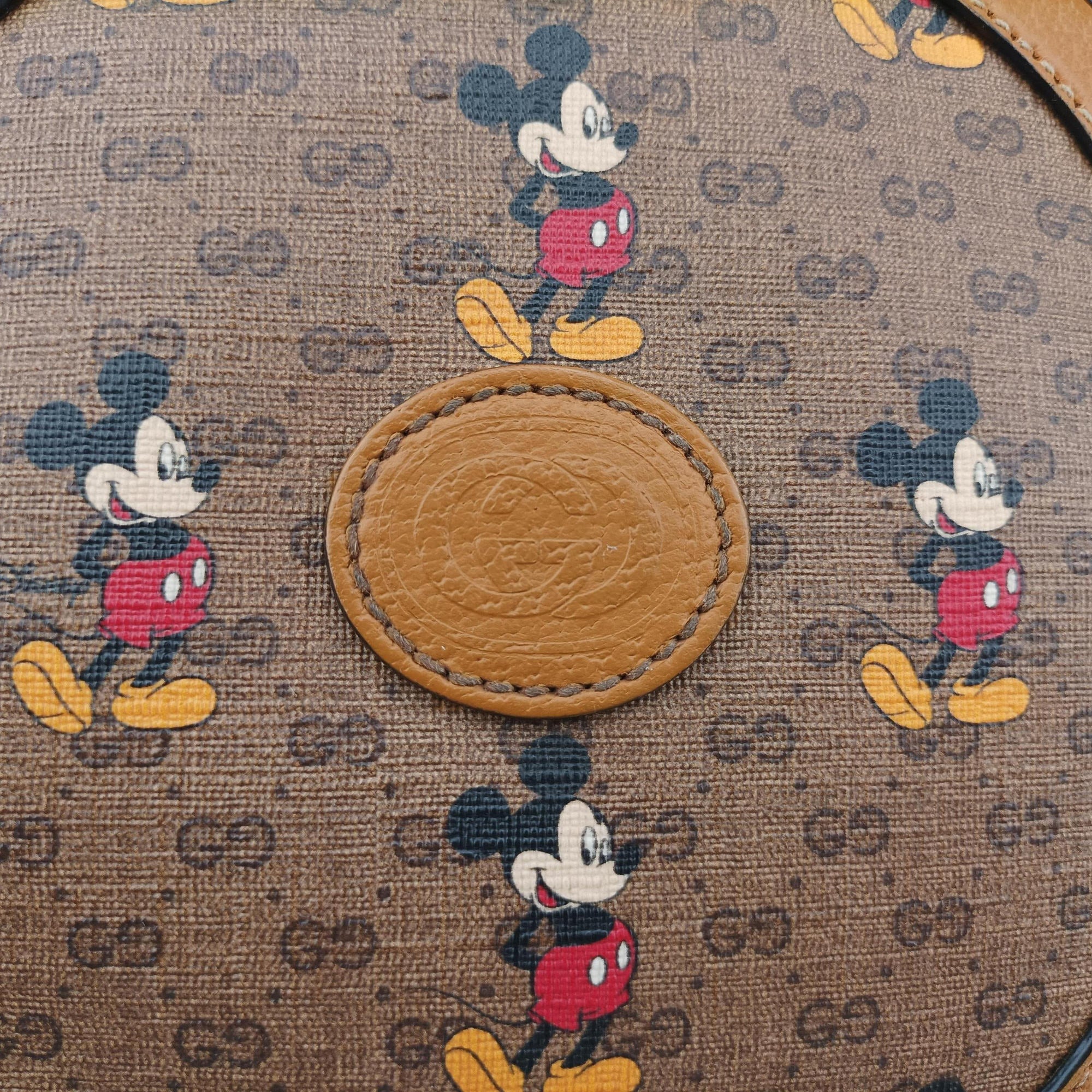 DISNEY Collaboration Mickey Mouse Brown×Multicolour PVC coated canvas×Leather 603938 Lot number unknownディズニーコラボ ミッキーマウス ブラウン×マルチカラー PVCコーティングキャンバス×レザー 603938 製番不明