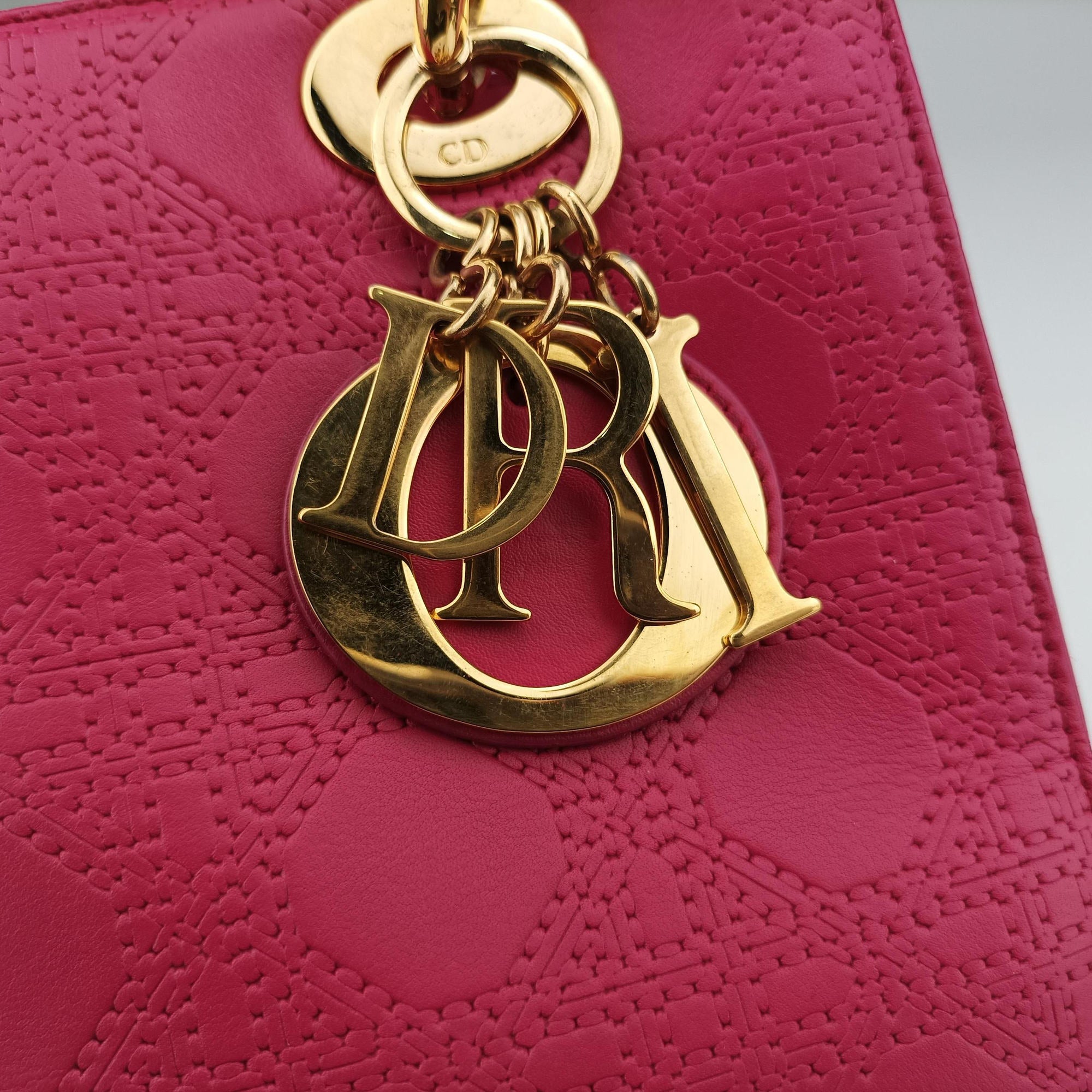 Lady Dior Rose leather 05-MA-1017レディディオール ローズ レッド レザー 05-MA-1017