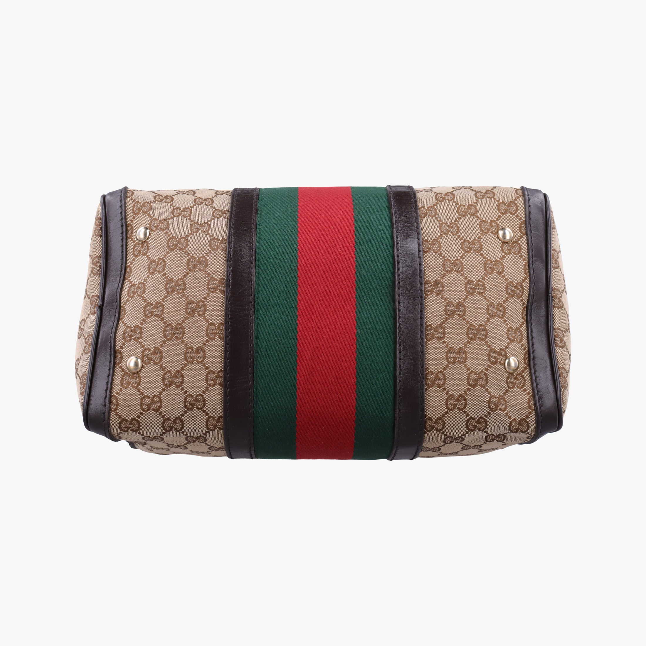 Sherry Line Beige×green×red×Brown canvas×leather 247205 E014989970シェリーライン ベージュ×グリーン×レッド×ブラウン キャンバス×レザー 247205 E014989970
