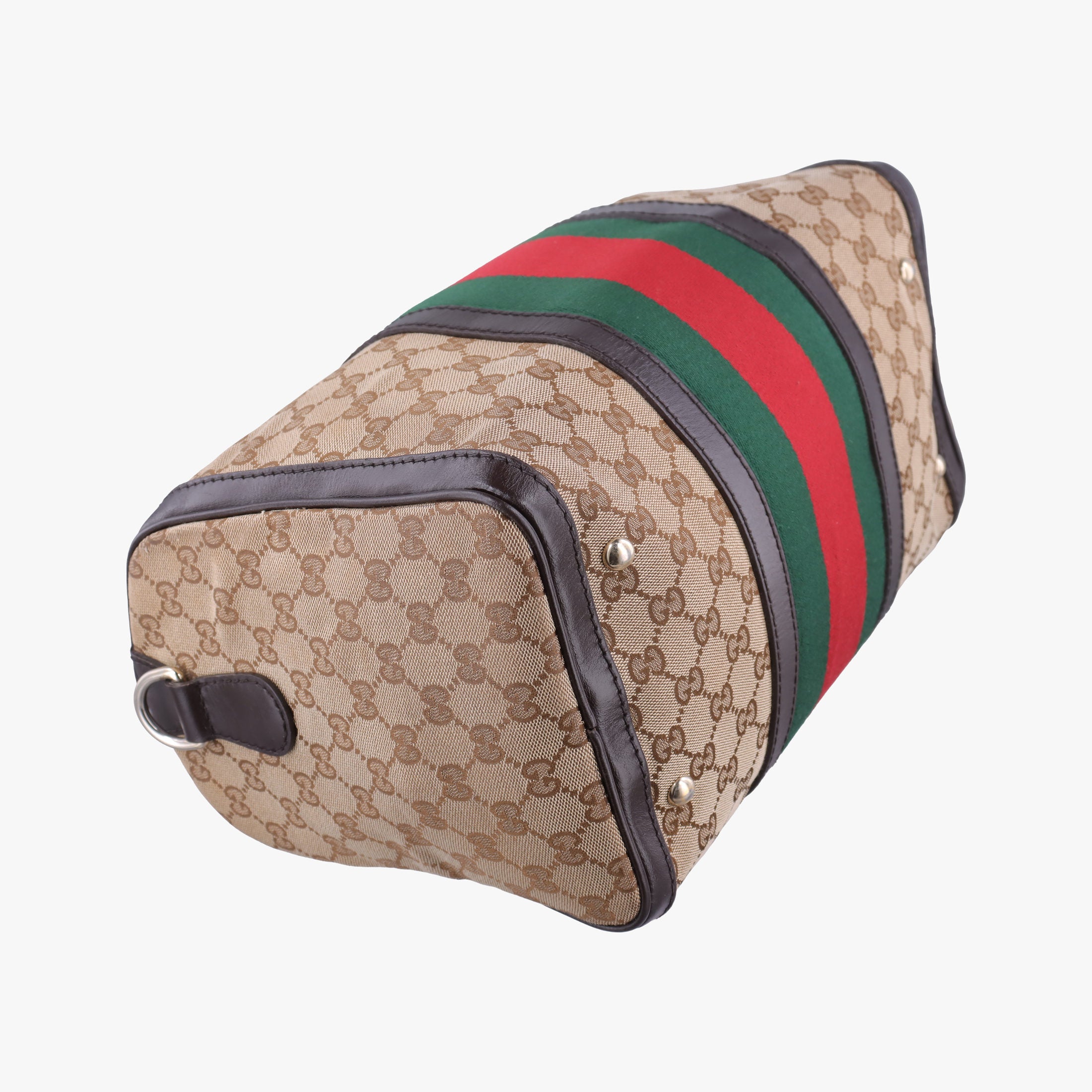 Sherry Line Beige×green×red×Brown canvas×leather 247205 E014989970シェリーライン ベージュ×グリーン×レッド×ブラウン キャンバス×レザー 247205 E014989970