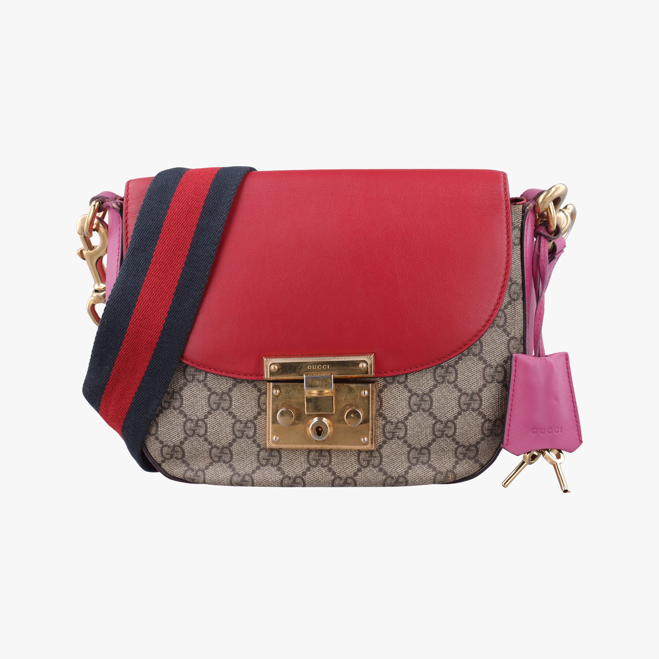GG Supreme Padlock Beige×Red×Multicolour PVC coated canvas×Leather 453189 A021069765GG スプリーム パドロック ベージュ×レッド×マルチカラー PVCコーティングキャンバス×レザー 453189 A021069765