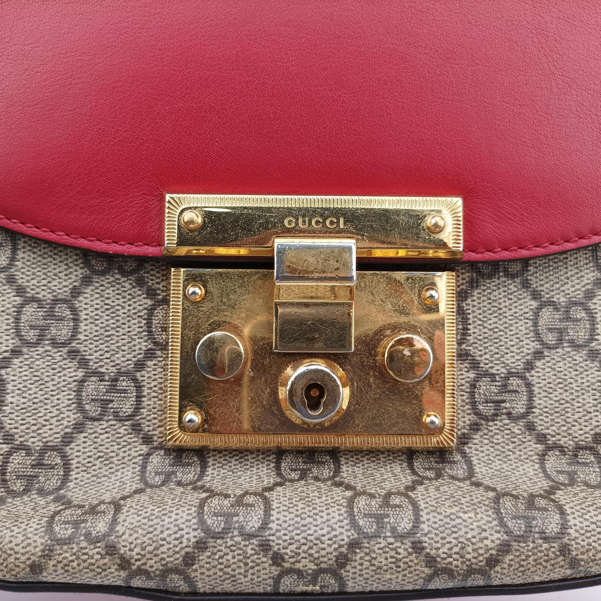 GG Supreme Padlock Beige×Red×Multicolour PVC coated canvas×Leather 453189 A021069765GG スプリーム パドロック ベージュ×レッド×マルチカラー PVCコーティングキャンバス×レザー 453189 A021069765