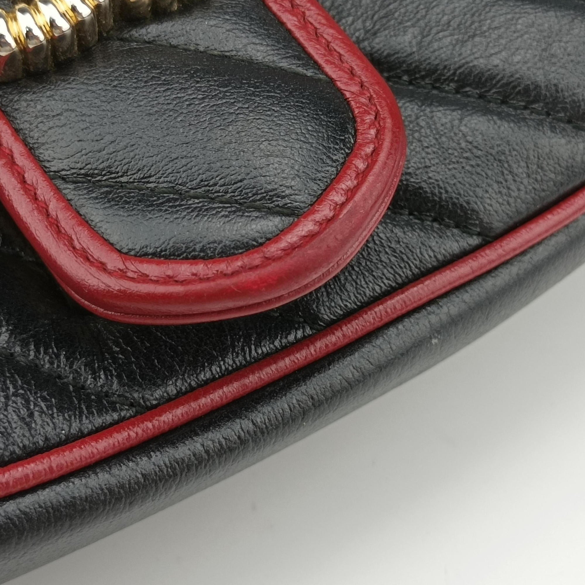 GG Marmont Black×red Leather 443497 B028920569GGマーモント ブラック×レッド レザー 443497 B028920569