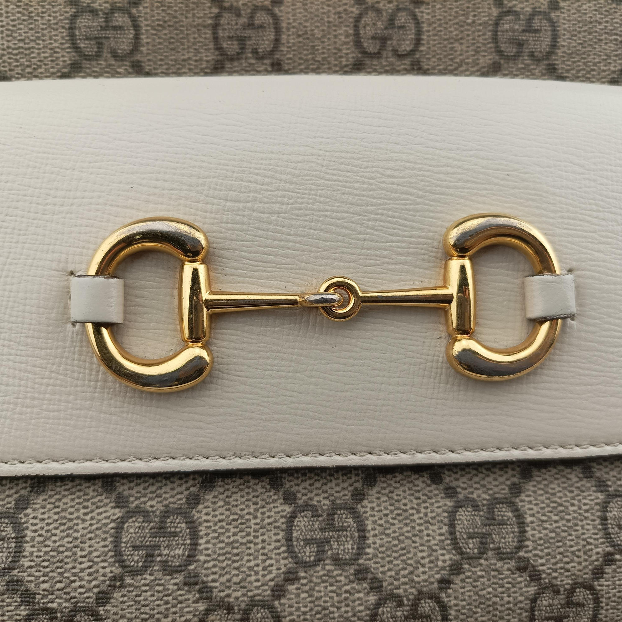 Horsebit 1955 beige×white PVC coated canvas×Leather 645454 G035414152ホースビット 1955 ベージュ×ホワイト PVCコーティングキャンバス×レザー 645454 G035414152