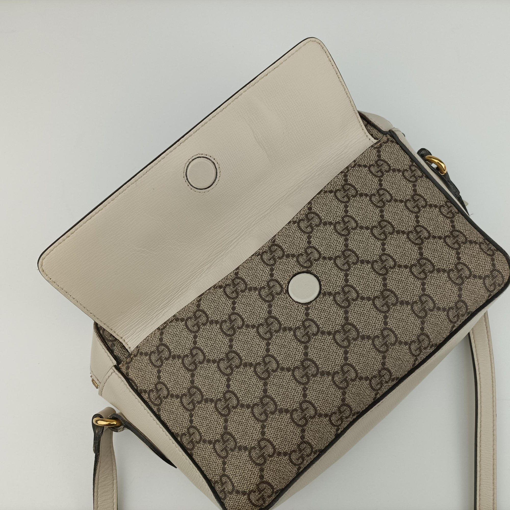 Horsebit 1955 beige×white PVC coated canvas×Leather 645454 G035414152ホースビット 1955 ベージュ×ホワイト PVCコーティングキャンバス×レザー 645454 G035414152