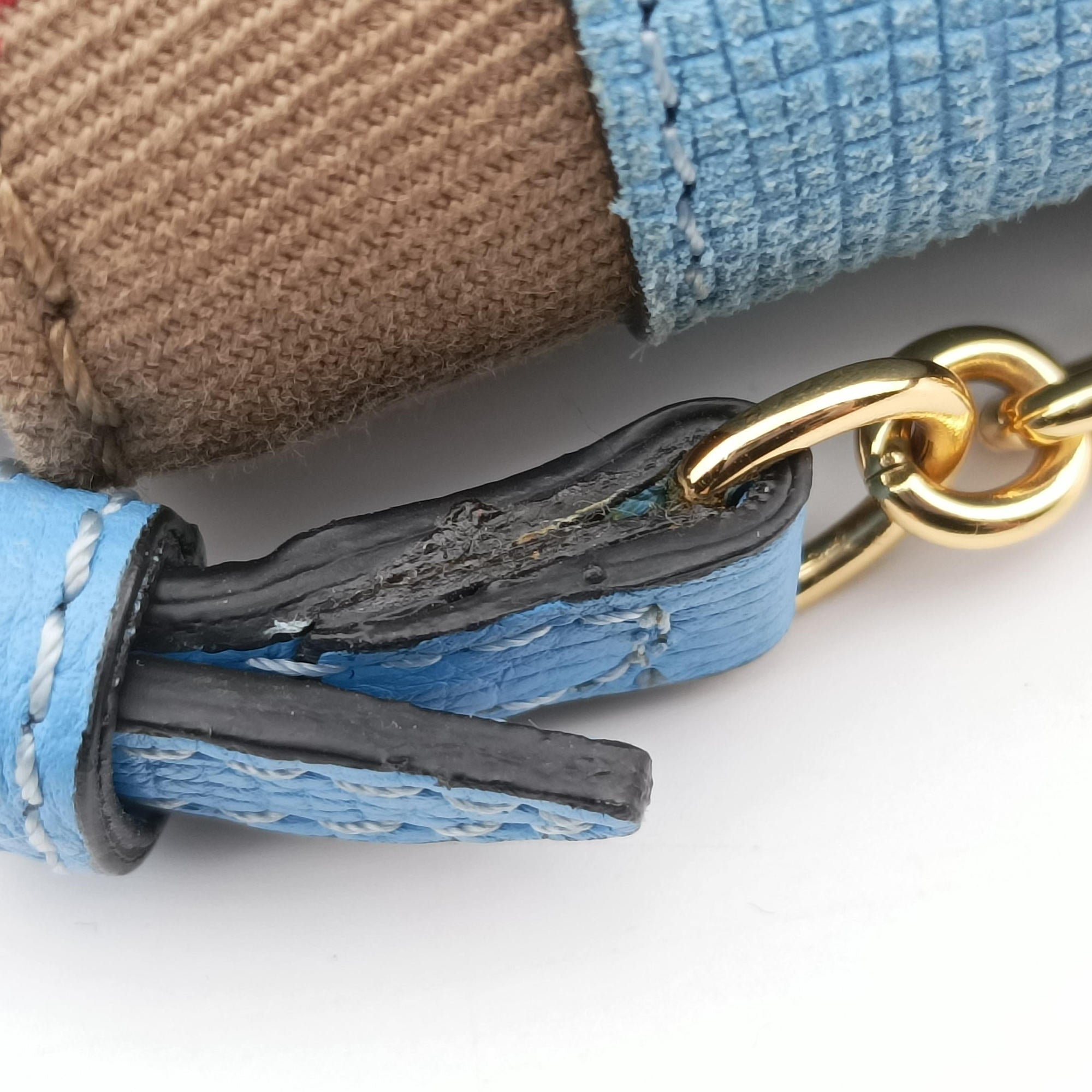 House Check Buckle Blue × Multicolor Canvas × Leather ROSCALB5SIBハウス チェック バックル ブルー × マルチカラー キャンバス × レザー ROSCALB5SIB