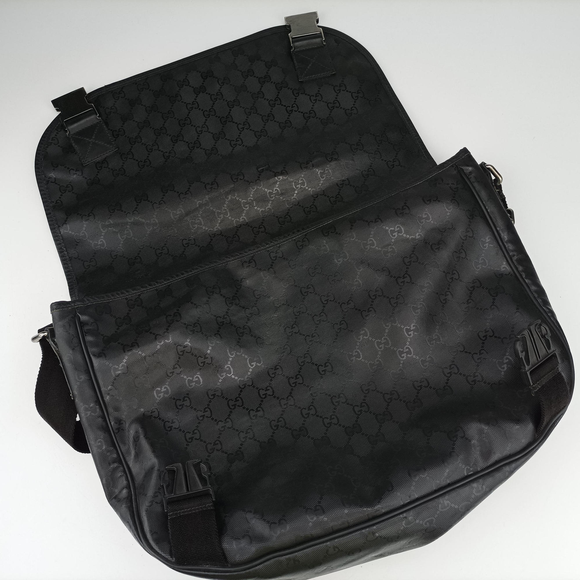 GG Imprime Messenger Black PVC coated canvas 201725 A8533965GGインプリメ メッセンジャー ブラック PVCコーティングキャンバス 201725 A8533965