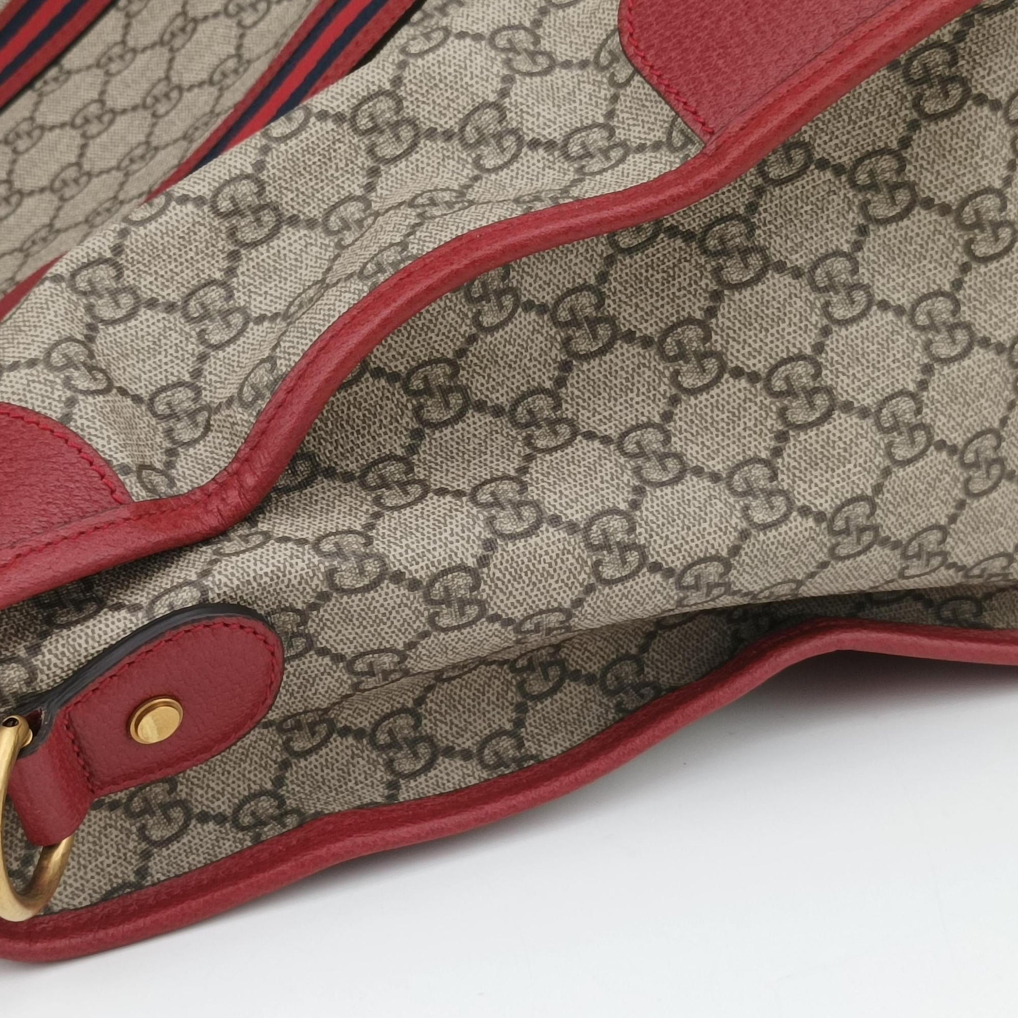 Soft GG Supreme Courrier Duffle Beige × Red PVC coated canvas×Leather 459311 F021128197ソフトGGスプリーム クーリエ ダッフル ベージュ × レッド PVCコーティングキャンバス×レザー 459311 F021128197