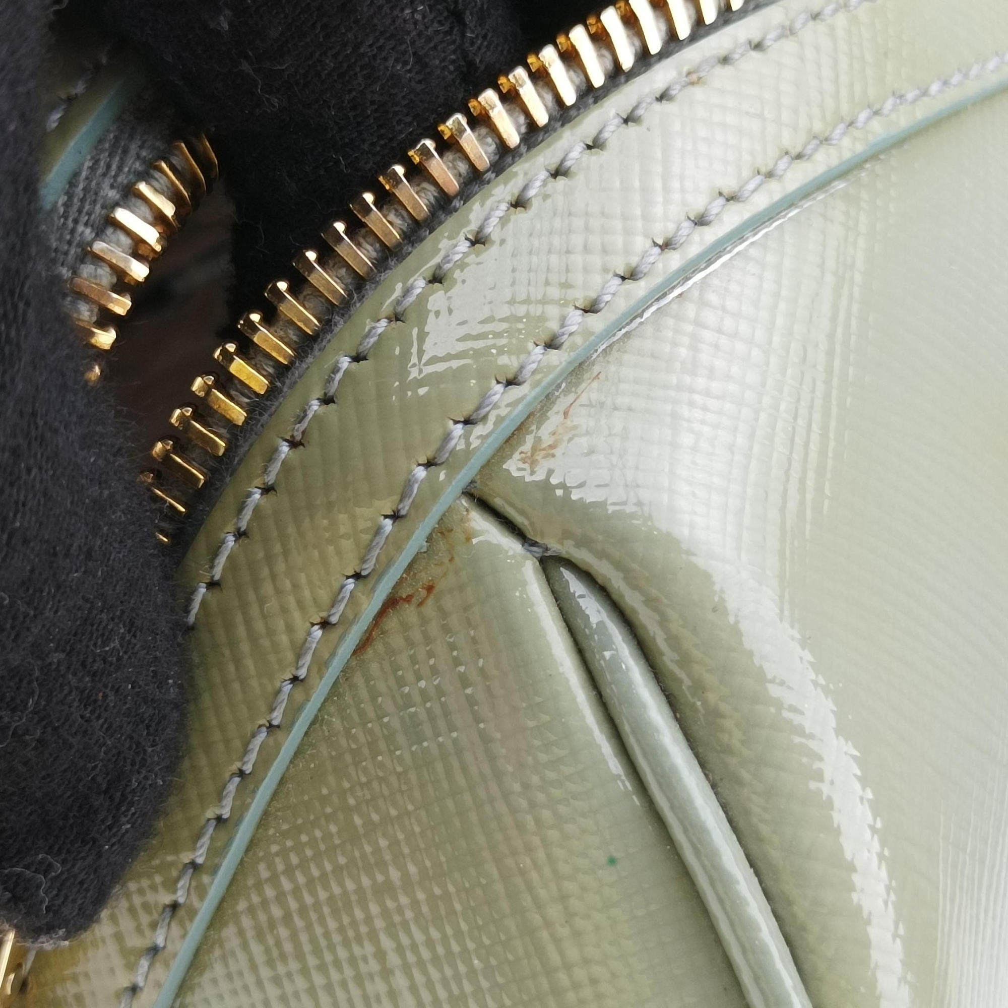 Bowling Bag Green Patent SAFFIANO Leather BL0797 214ボウリングバッグ グリーン パテント サフィアーノレザー BL0797 214