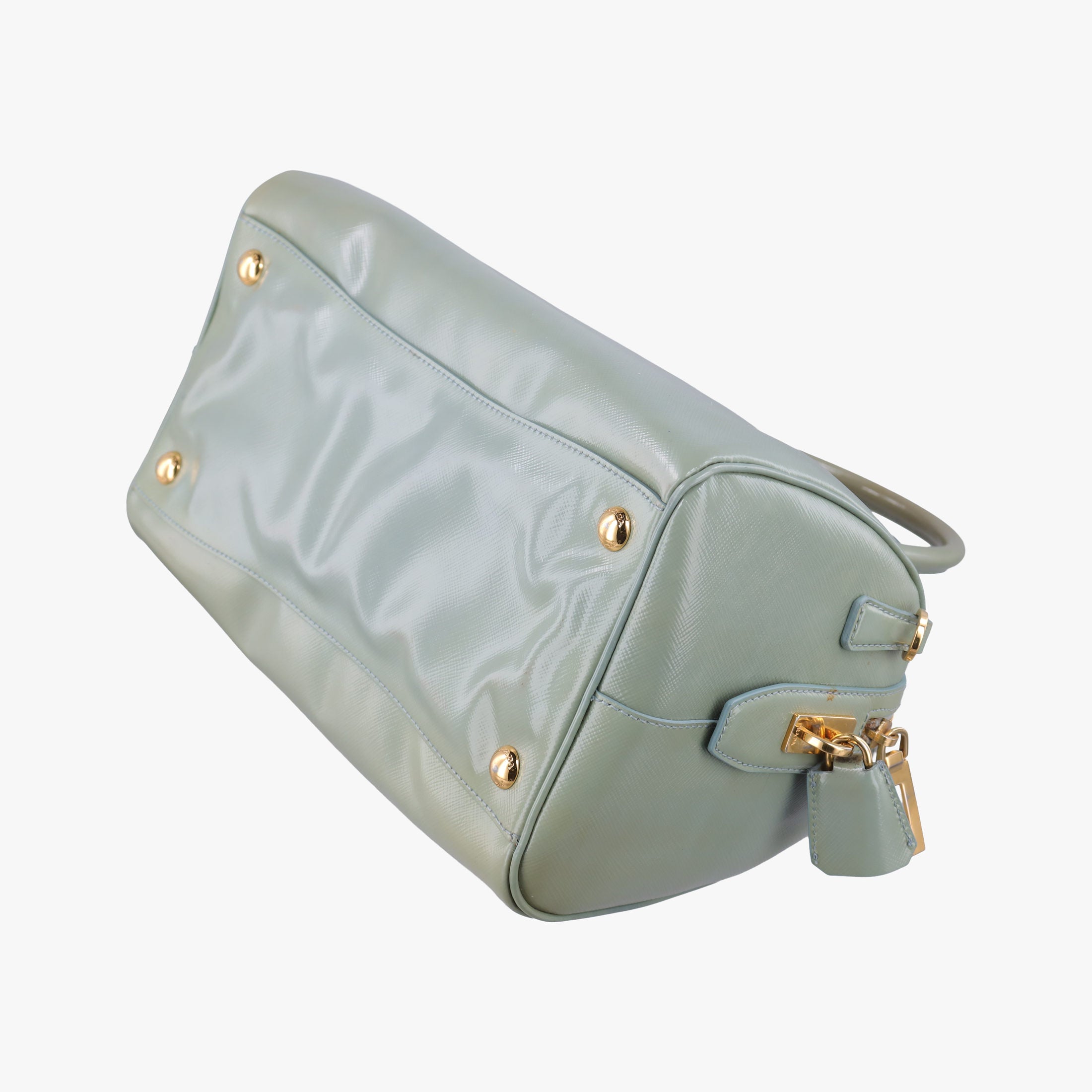 Bowling Bag Green Patent SAFFIANO Leather BL0797 214ボウリングバッグ グリーン パテント サフィアーノレザー BL0797 214