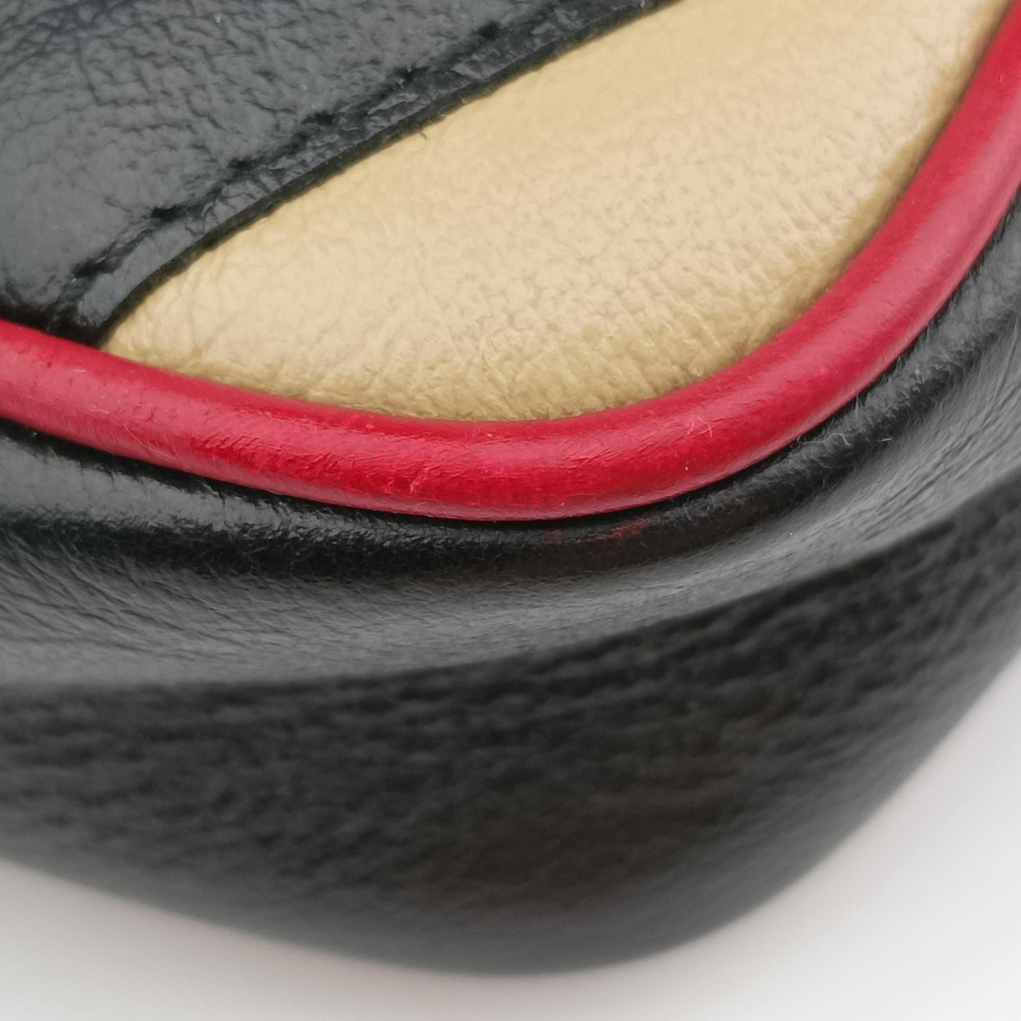 GG Marmont Black×Beige×Red Leather 574969 GGマーモント ブラック×ベージュ×レッド レザー 574969