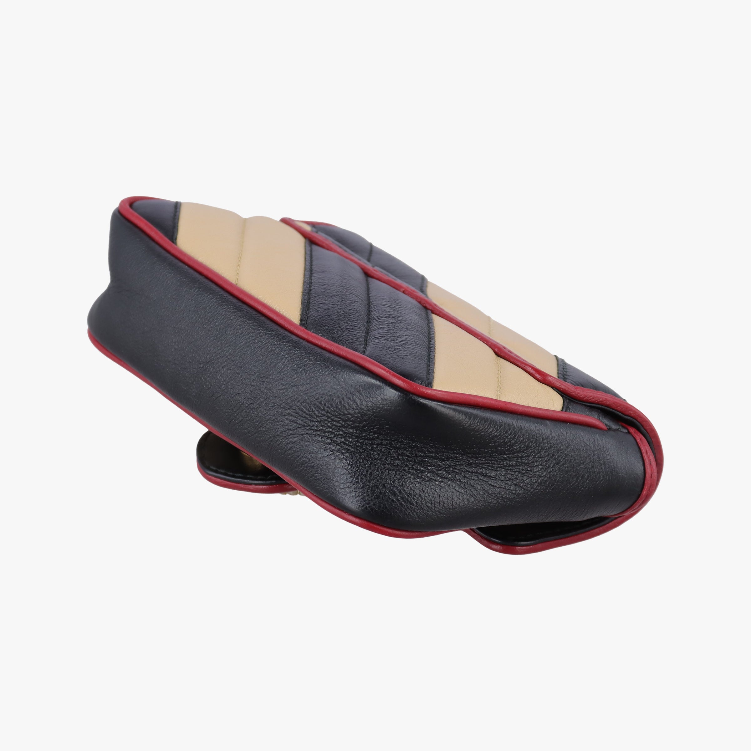 GG Marmont Black×Beige×Red Leather 574969 GGマーモント ブラック×ベージュ×レッド レザー 574969