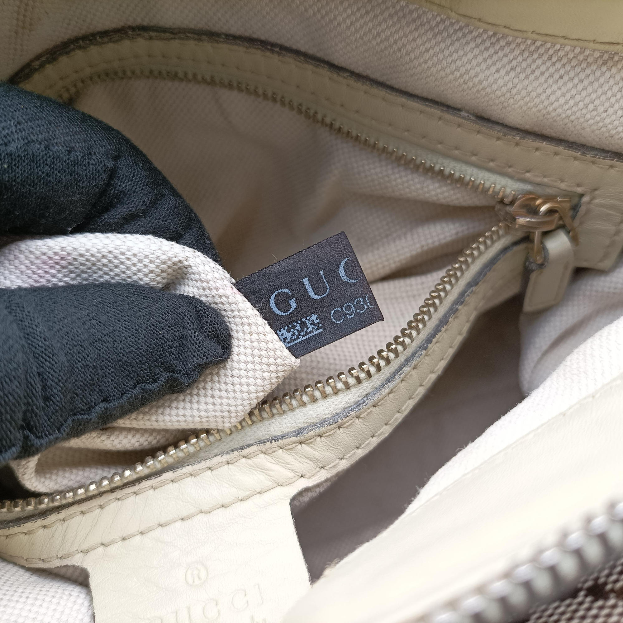 Mayfair Bow Tote beige x White Canvas × Leather 257349 C9366033メイフェア ボウ トート ベージュ×ホワイト キャンバス×レザー 257349 C9366033