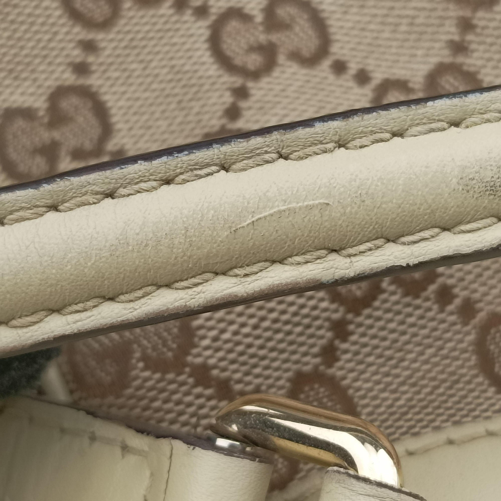 Mayfair Bow Tote beige x White Canvas × Leather 257349 C9366033メイフェア ボウ トート ベージュ×ホワイト キャンバス×レザー 257349 C9366033