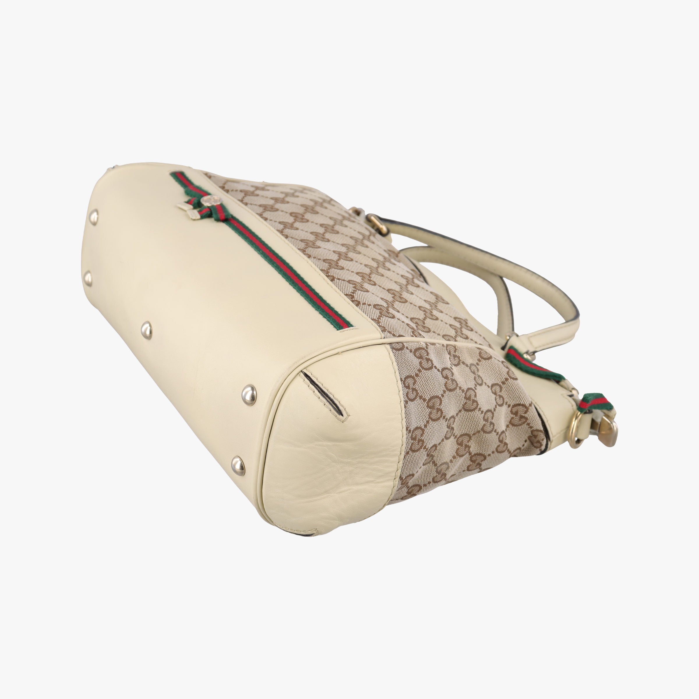 Mayfair Bow Tote beige x White Canvas × Leather 257349 C9366033メイフェア ボウ トート ベージュ×ホワイト キャンバス×レザー 257349 C9366033