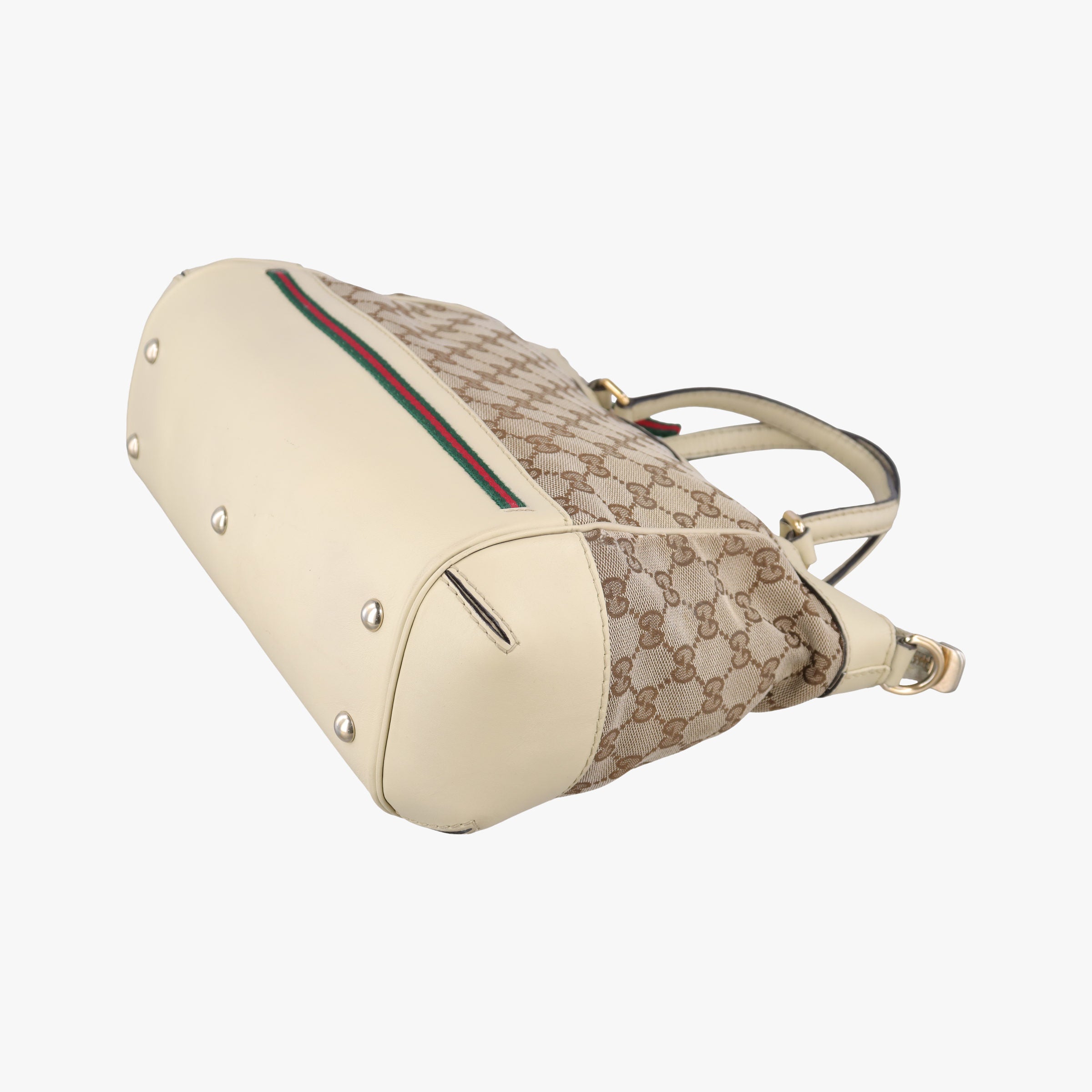 Mayfair Bow Tote beige x White Canvas × Leather 257349 C9366033メイフェア ボウ トート ベージュ×ホワイト キャンバス×レザー 257349 C9366033