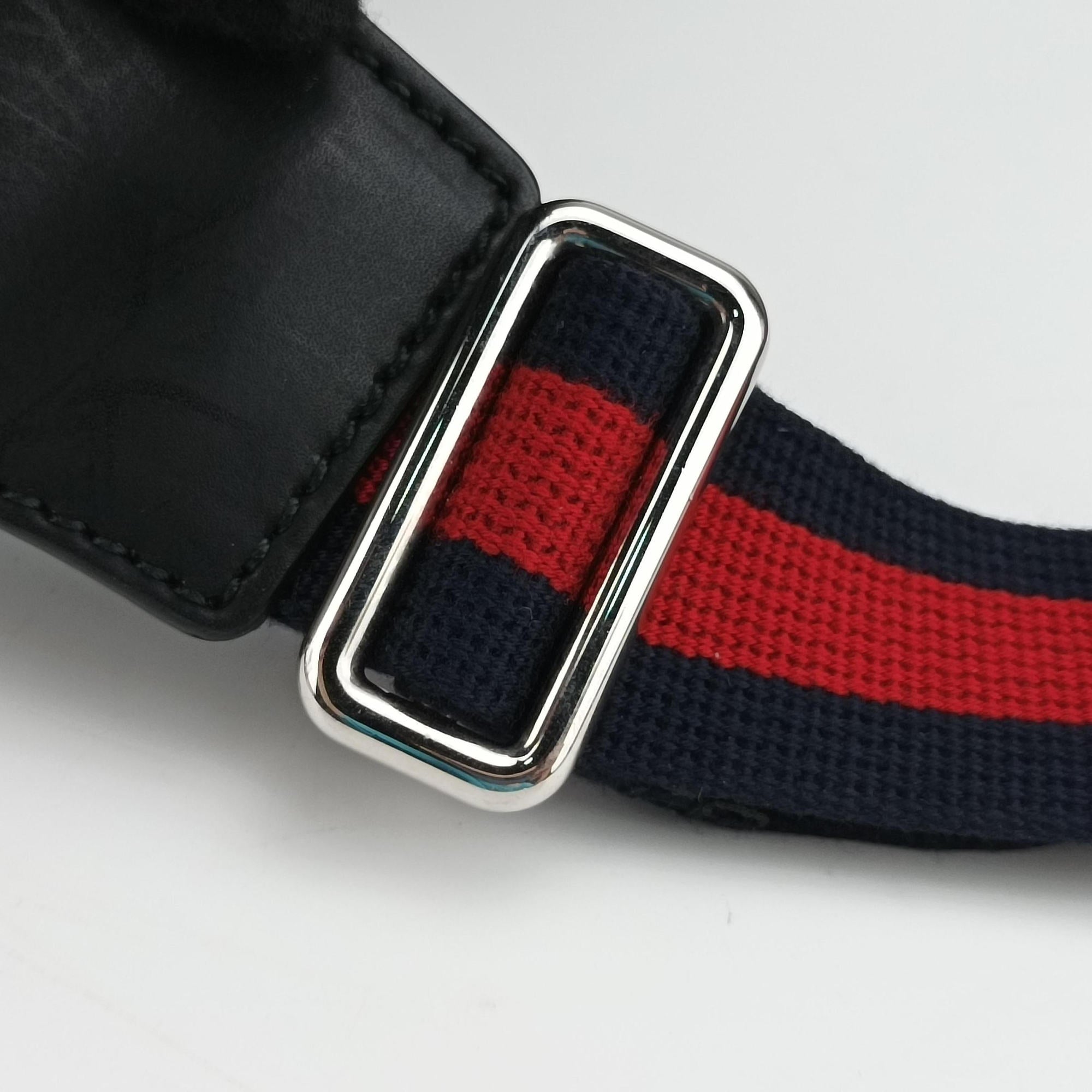 Night Courrier badge embellished Navy x Black PVC coated canvas 474293 E030376724ソフト GGスプリーム タイガー ネイビー×ブラック PVCコーティングキャンバス 474293 E030376724
