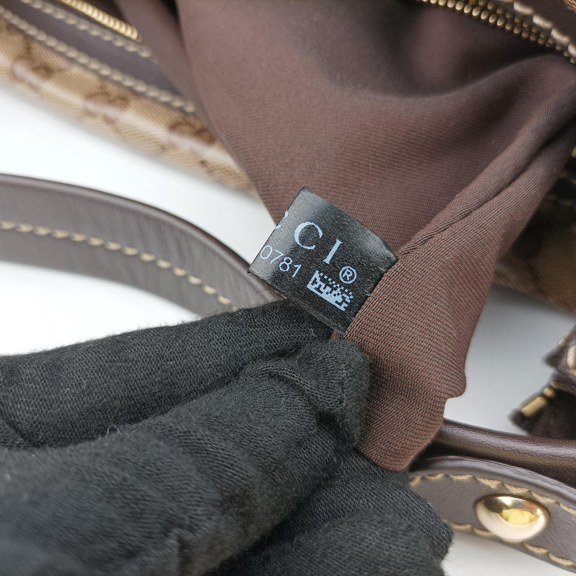 GG Crystal Beige × Brown PVC coated canvas ×Leather Trim 223965 A4970781GG クリスタル ベージュ× ブラウン PVCコーティングキャンバス × レザー 223965 A4970781