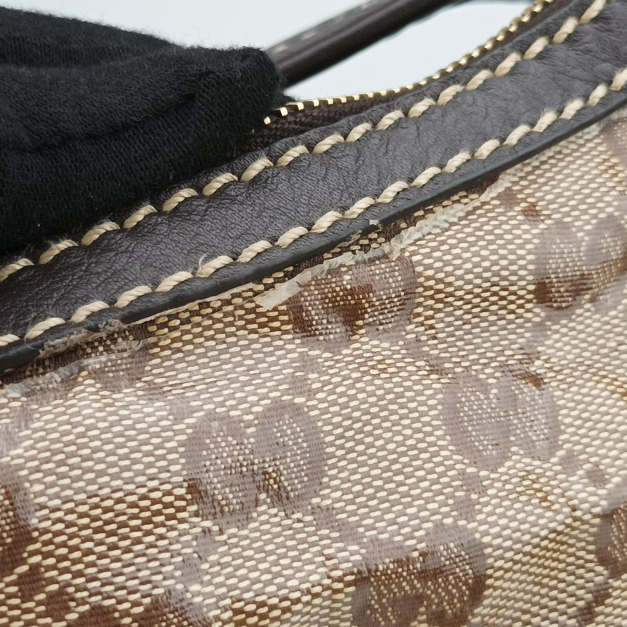 GG Crystal Beige × Brown PVC coated canvas ×Leather Trim 223965 A4970781GG クリスタル ベージュ× ブラウン PVCコーティングキャンバス × レザー 223965 A4970781