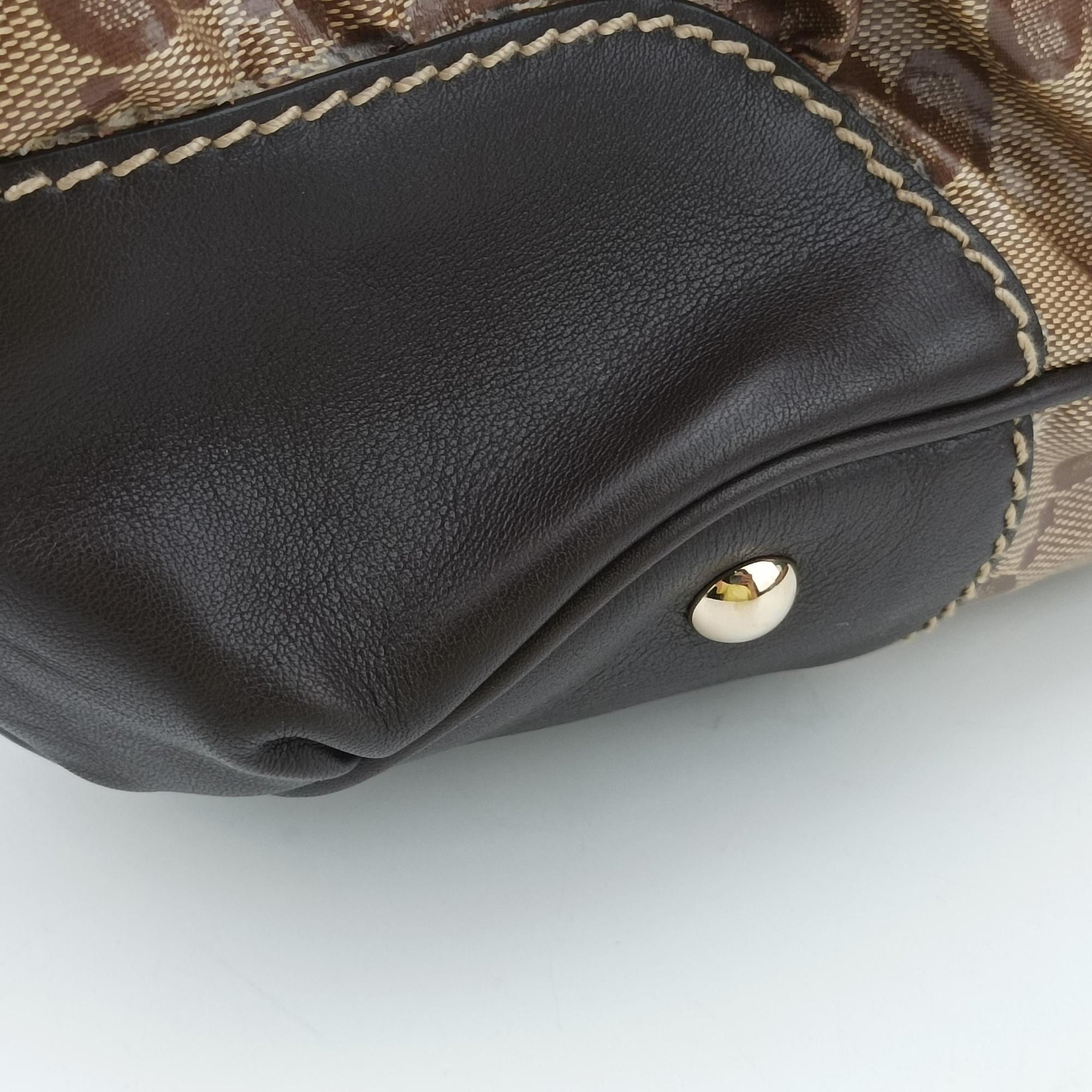 GG Crystal Beige × Brown PVC coated canvas ×Leather Trim 223965 A4970781GG クリスタル ベージュ× ブラウン PVCコーティングキャンバス × レザー 223965 A4970781