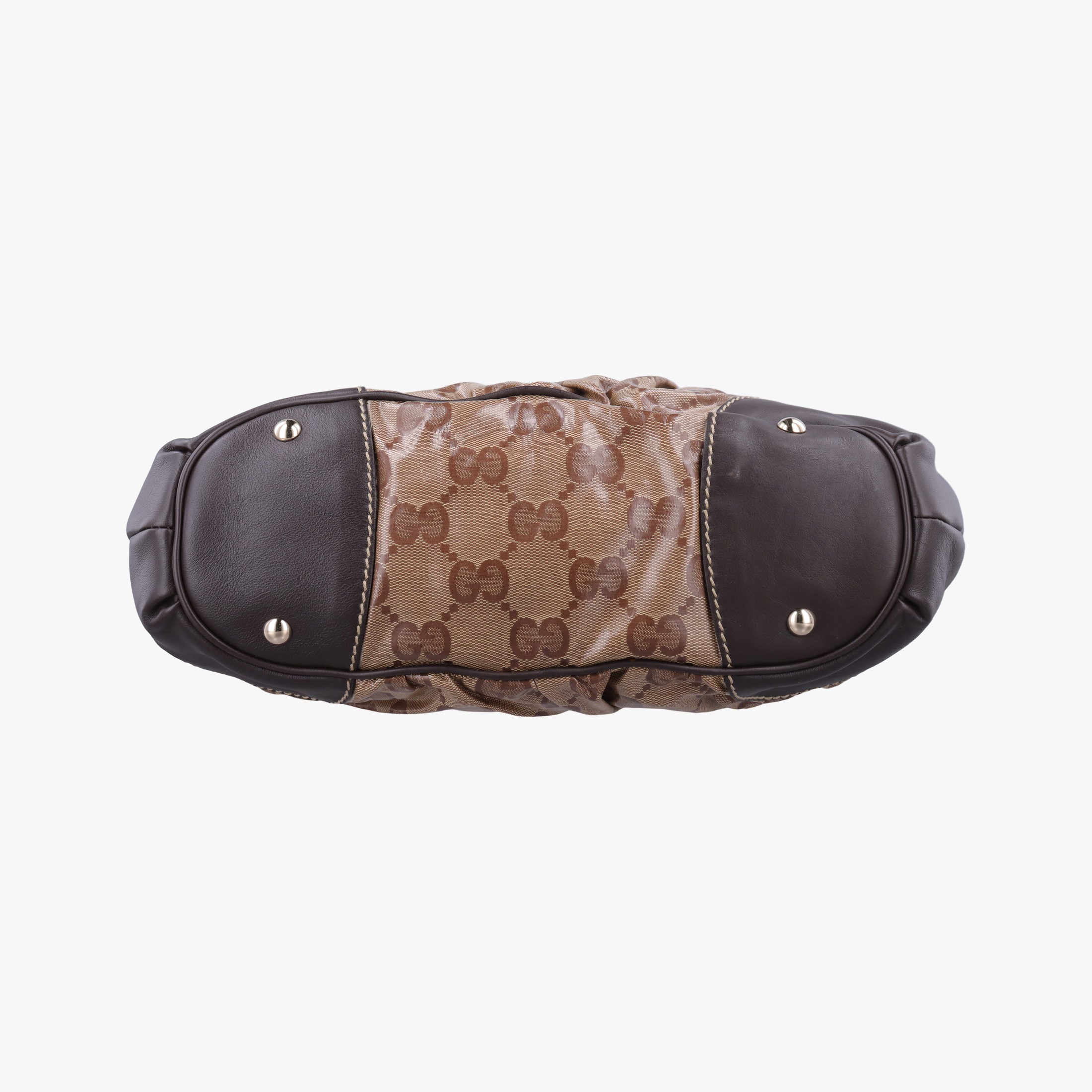 GG Crystal Beige × Brown PVC coated canvas ×Leather Trim 223965 A4970781GG クリスタル ベージュ× ブラウン PVCコーティングキャンバス × レザー 223965 A4970781