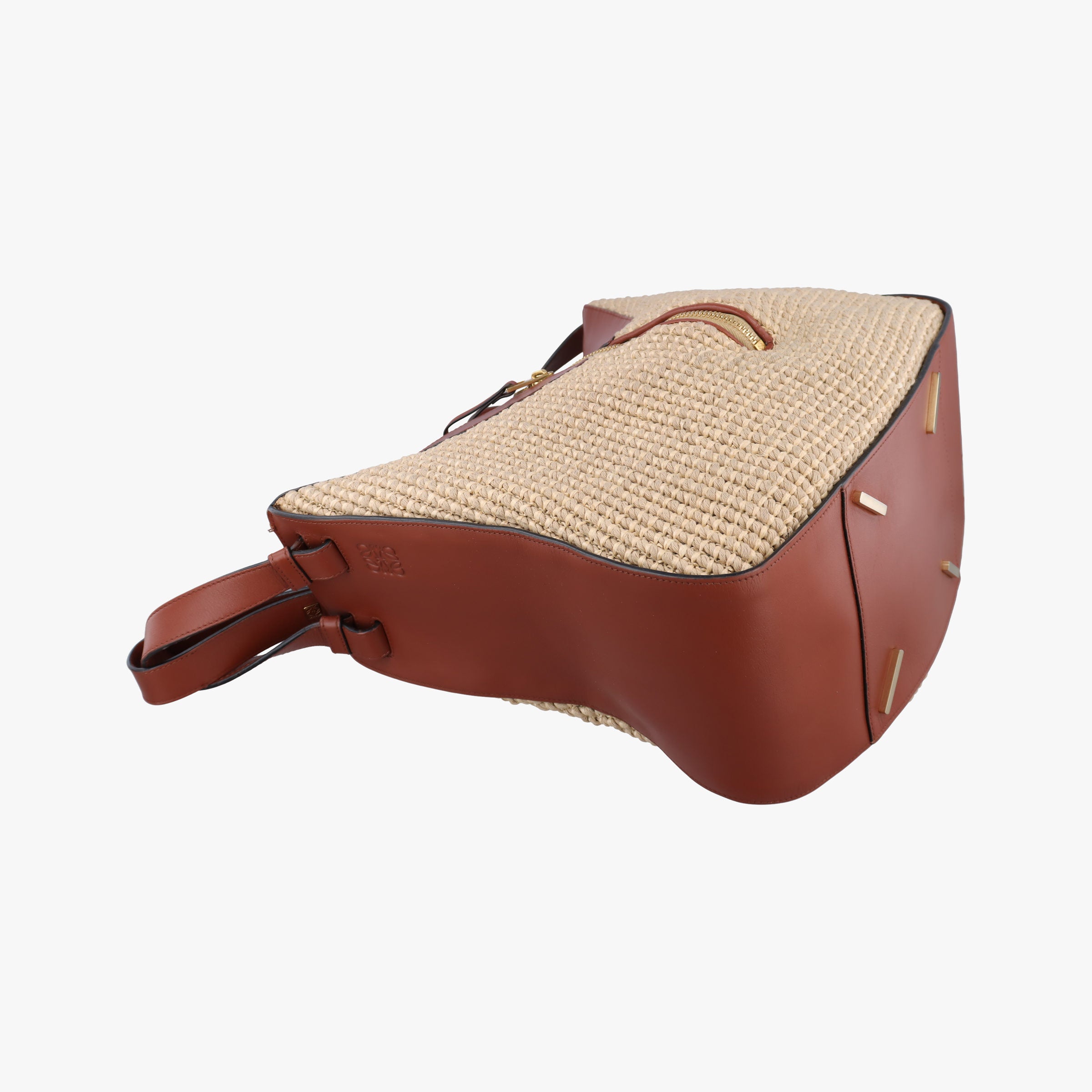 Hammock Small Brown×Beige Leather×Raffia 061701ハンモック スモール ブラウン×ベージュ レザー×ラフィア 061701