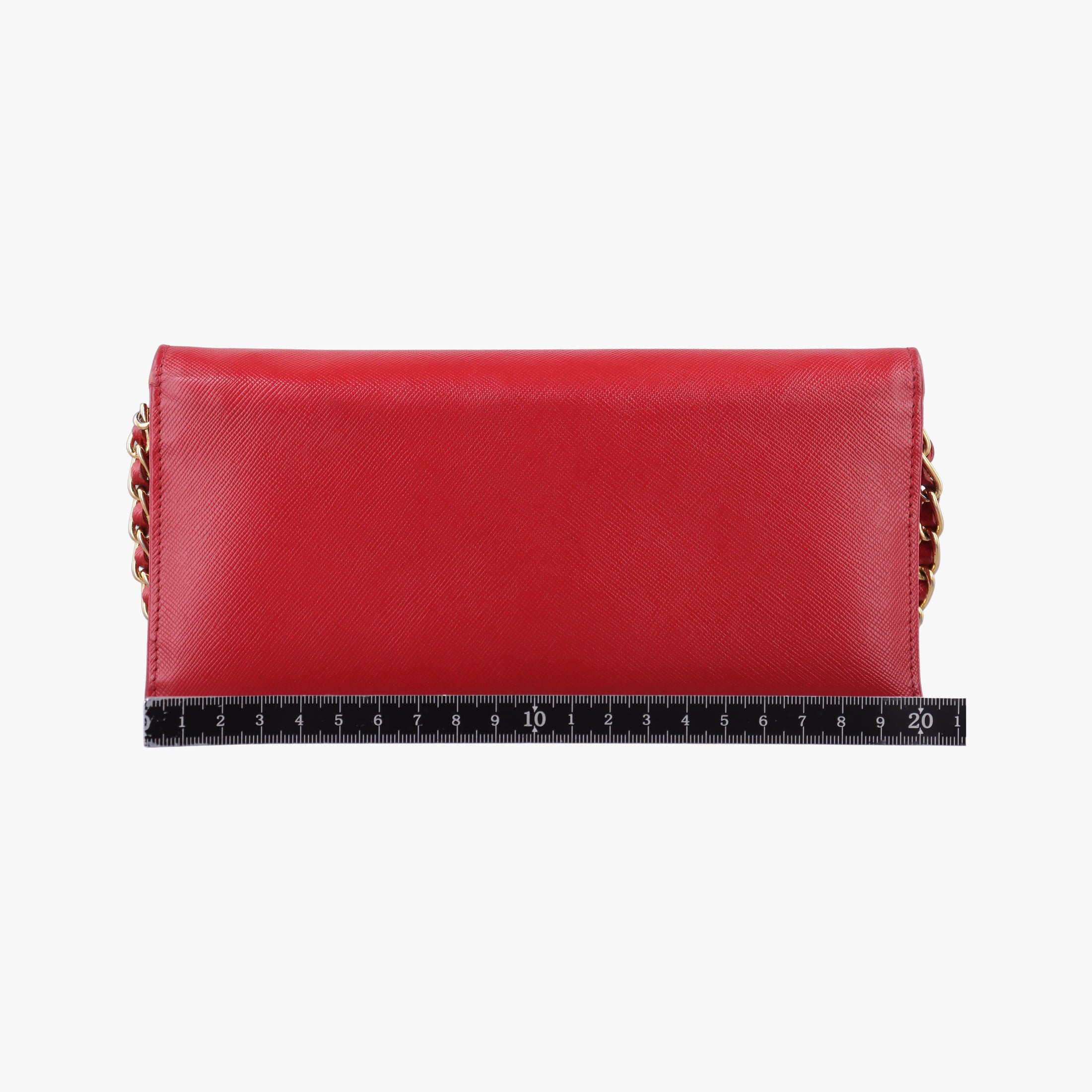 Metal Wallet on Chain Cornflower Clutch Red Saffiano Leather 1MT290 181メタル ウォレット オン チェーン コーンフラワー クラッチ レッド サフィアーノレザー 1MT290 181