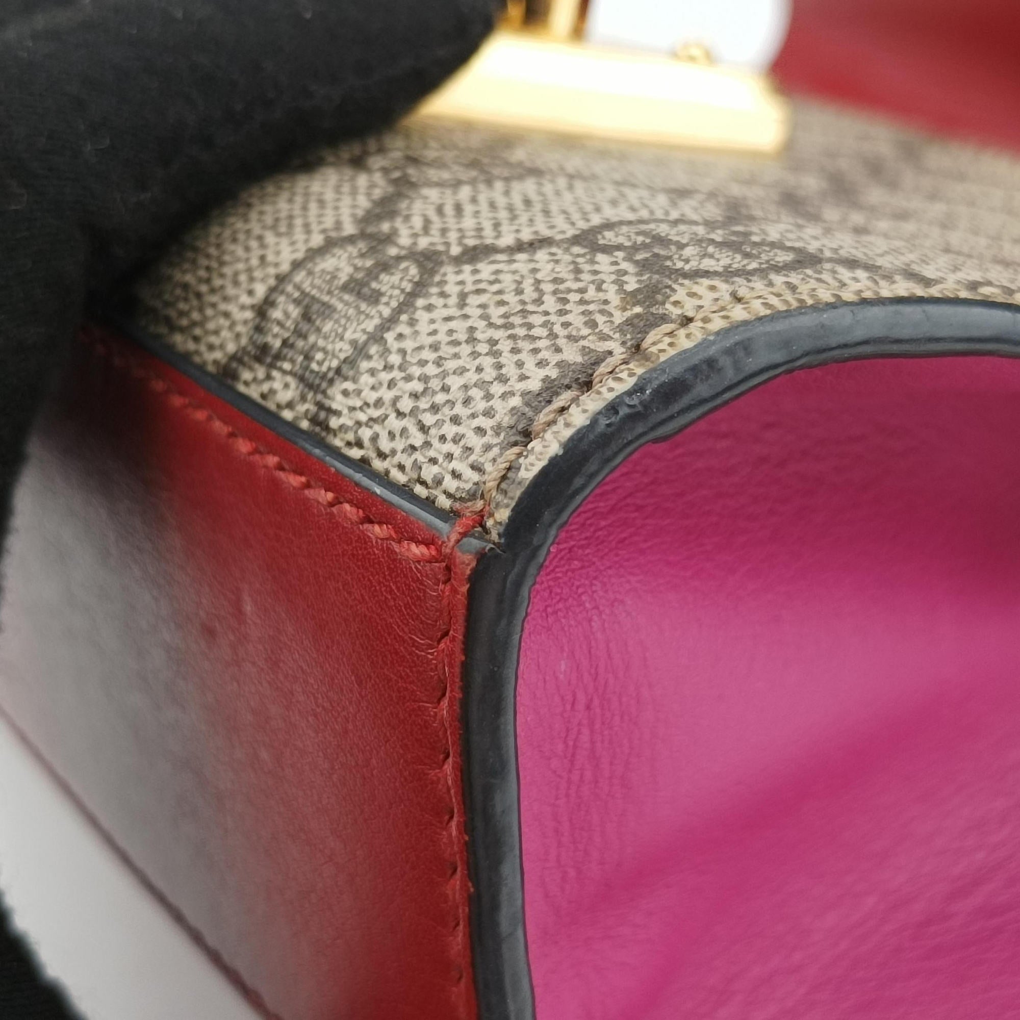 Padlock beige×red×pink PVC coated canvas×Leather 409487 F020695967パドロック ベージュ×レッド×ピンク PVCコーティングキャンバス×レザー 409487 F020695967