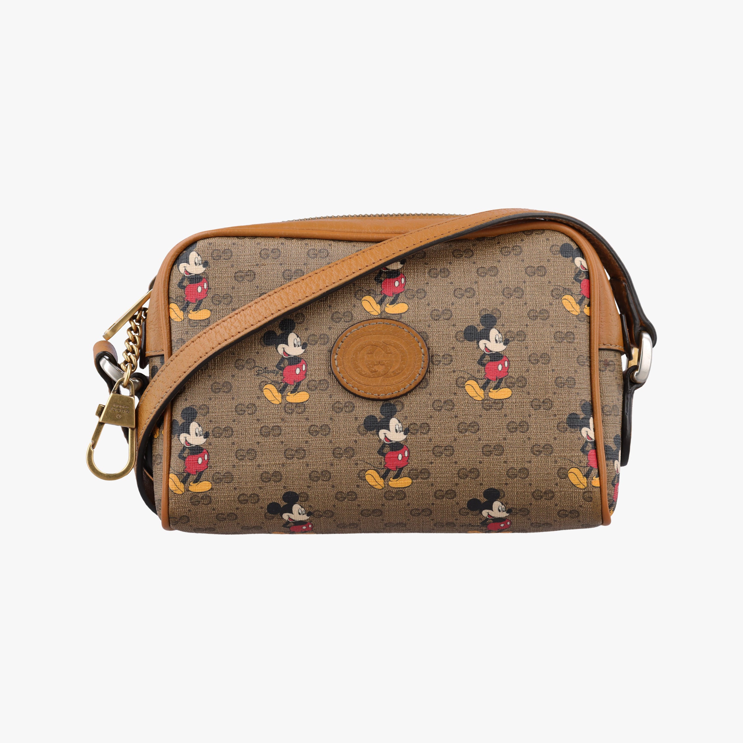 Mickey Mouse Disney collaboration Brown×Multicolour PVC coated canvas×leather 602536 ミッキーマウス ディズニーコラボ ブラウン×マルチカラー PVCコーティングキャンバス×レザー 602536