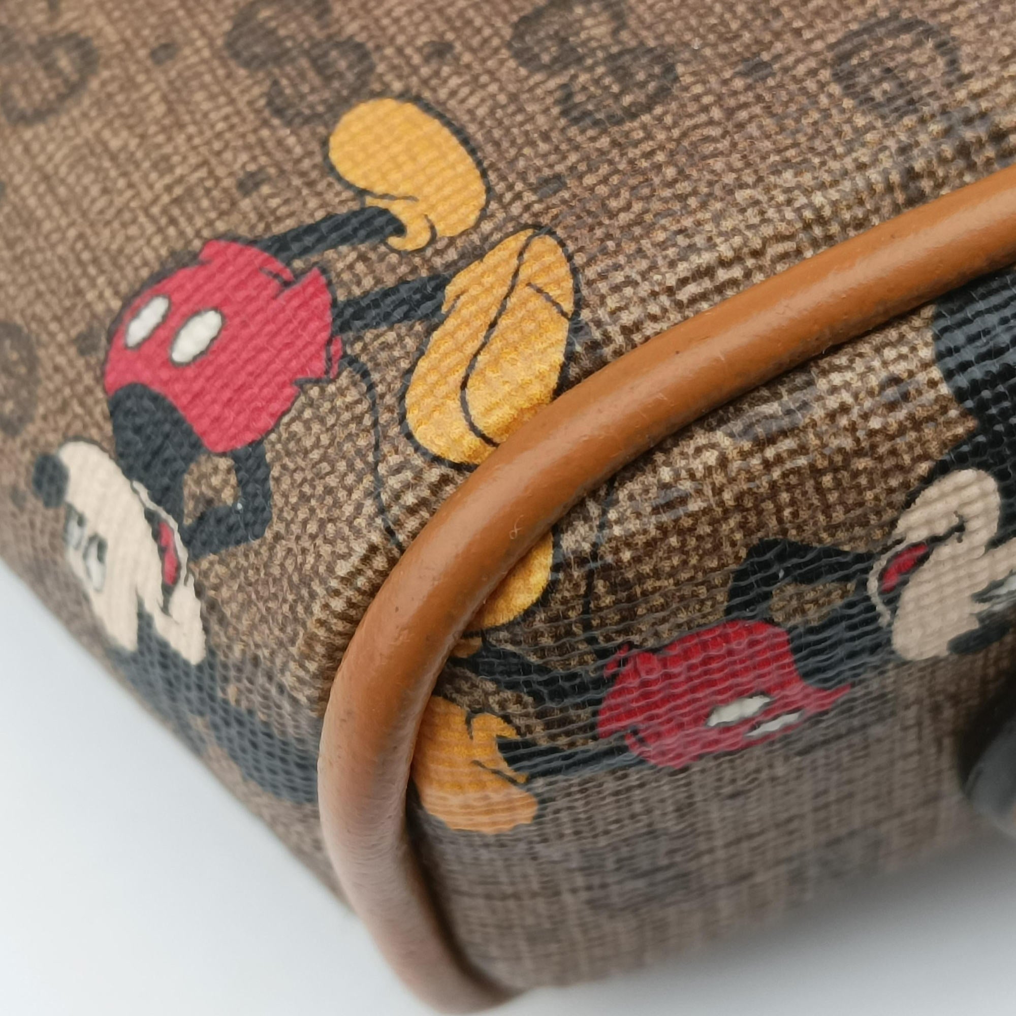Mickey Mouse Disney collaboration Brown×Multicolour PVC coated canvas×leather 602536 ミッキーマウス ディズニーコラボ ブラウン×マルチカラー PVCコーティングキャンバス×レザー 602536