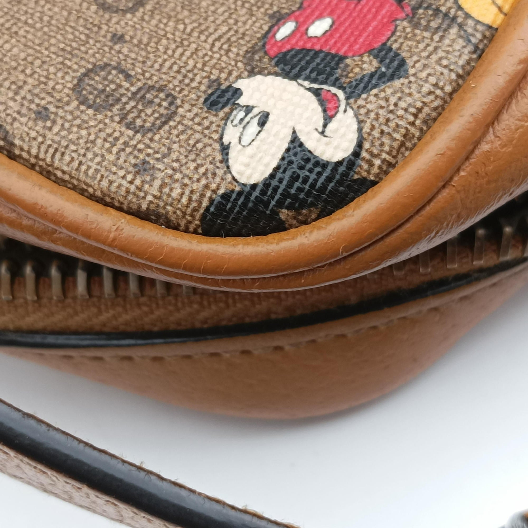 Mickey Mouse Disney collaboration Brown×Multicolour PVC coated canvas×leather 602536 ミッキーマウス ディズニーコラボ ブラウン×マルチカラー PVCコーティングキャンバス×レザー 602536