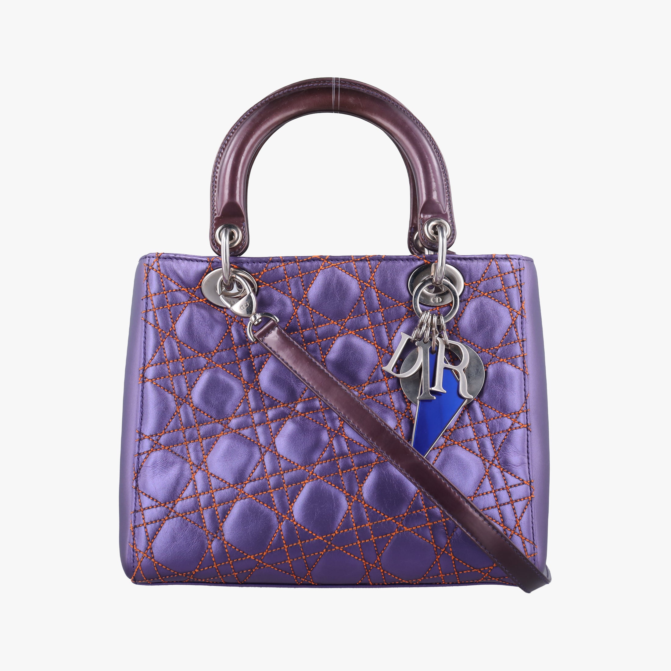 Lady Dior Purple×Orange×Brown Lambskin 15-BO-1111レディディオール パープル×オレンジ×ブラウン ラムスキン 15-BO-1111
