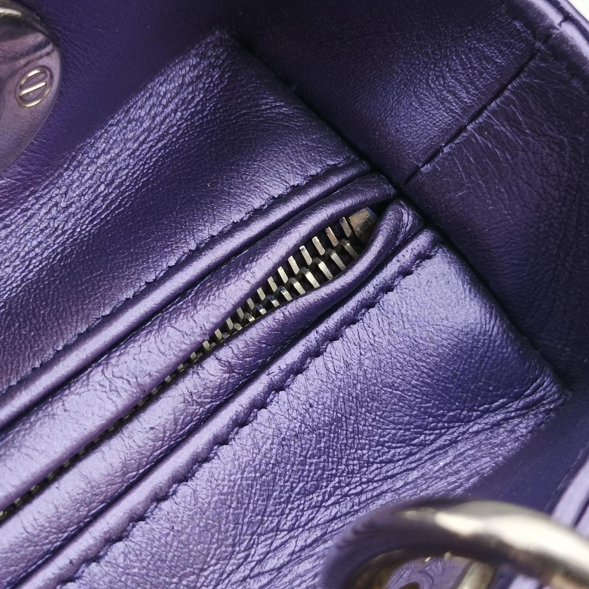 Lady Dior Purple×Orange×Brown Lambskin 15-BO-1111レディディオール パープル×オレンジ×ブラウン ラムスキン 15-BO-1111