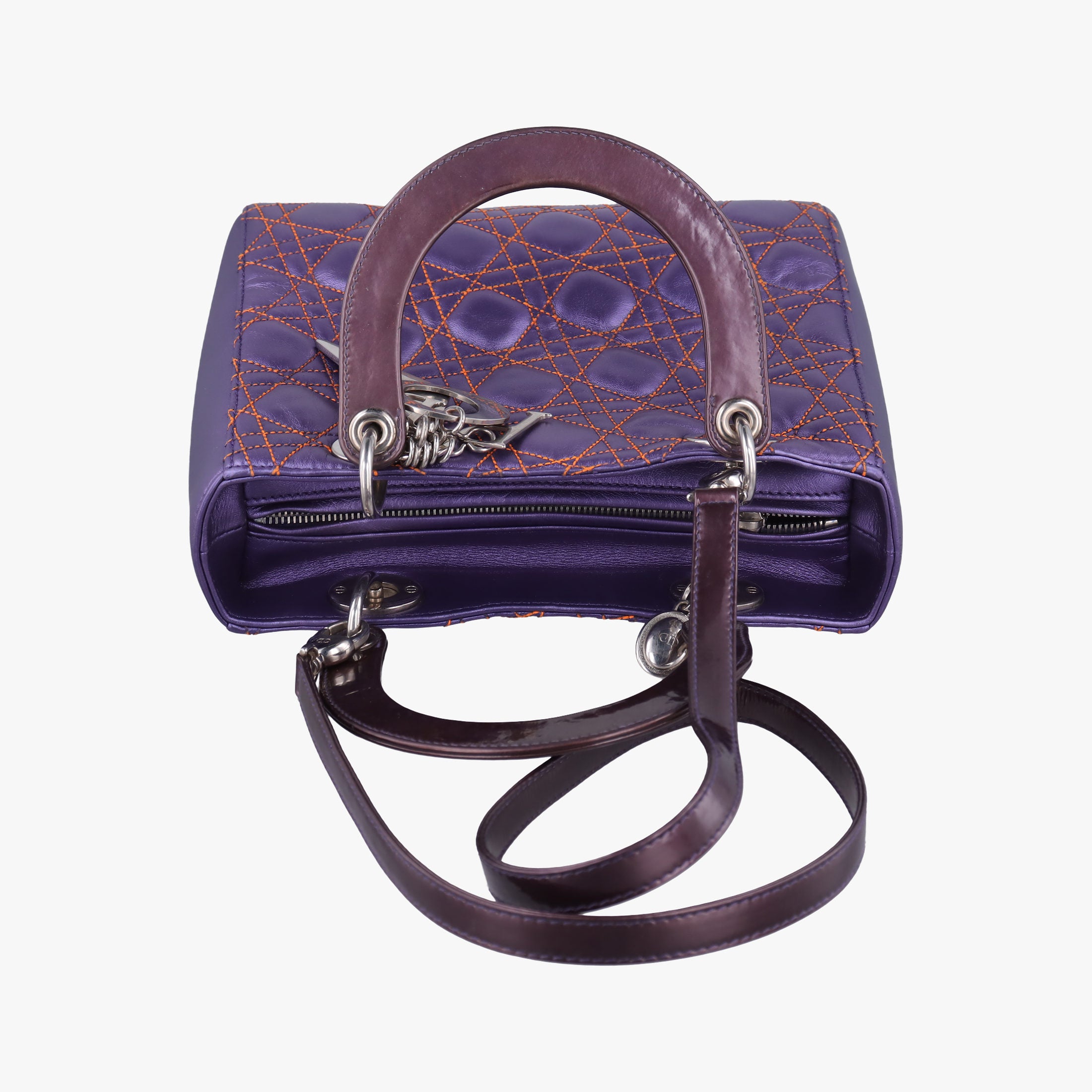 Lady Dior Purple×Orange×Brown Lambskin 15-BO-1111レディディオール パープル×オレンジ×ブラウン ラムスキン 15-BO-1111