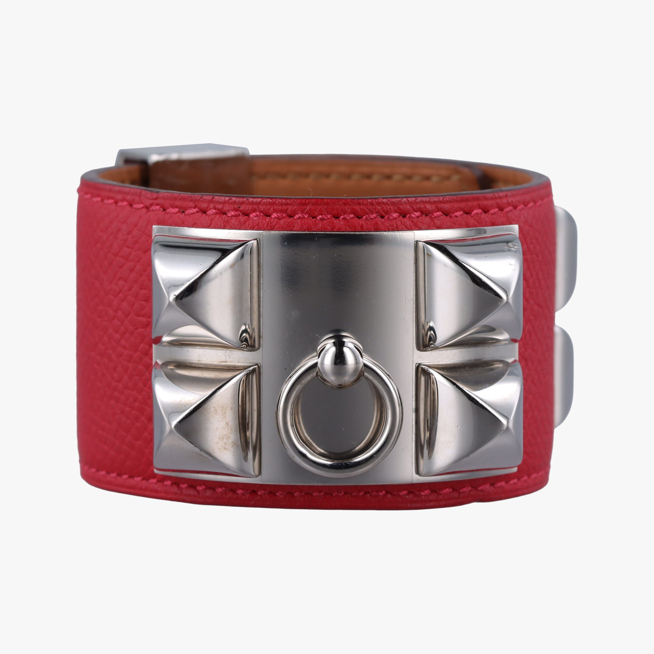 Collier de chien Red×silver Leather×GP SI▢Qコリエ ド シアン レッド×シルバー レザー×GP SI▢Q