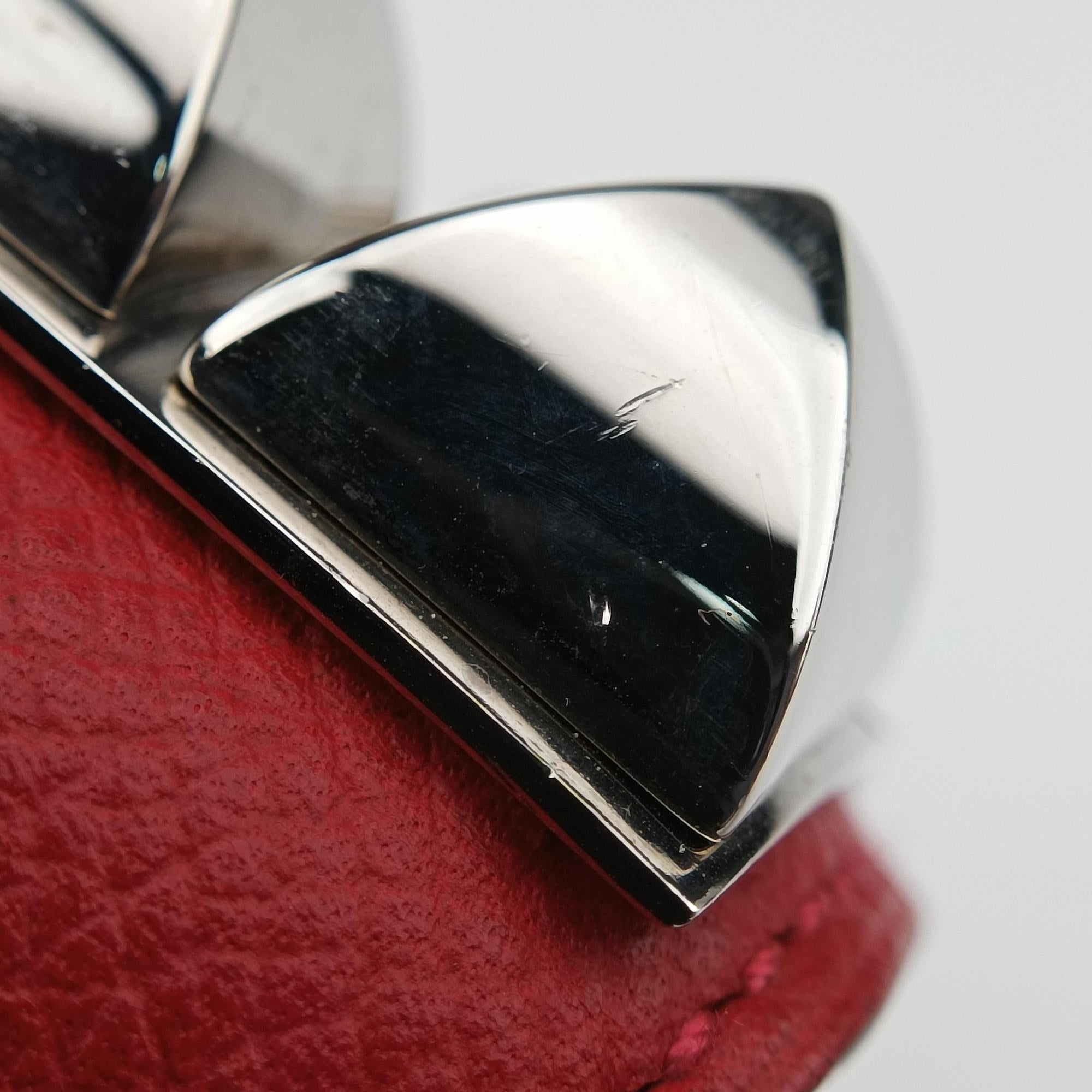 Collier de chien Red×silver Leather×GP SI▢Qコリエ ド シアン レッド×シルバー レザー×GP SI▢Q