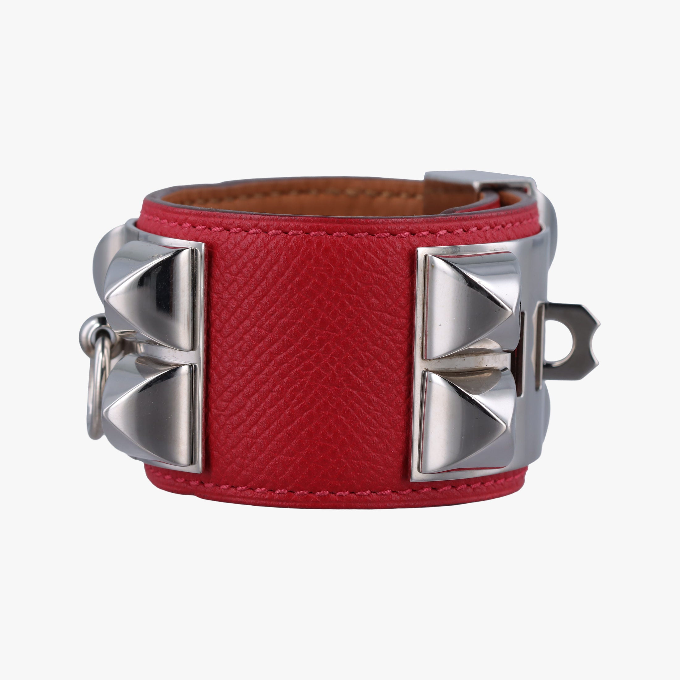 Collier de chien Red×silver Leather×GP SI▢Qコリエ ド シアン レッド×シルバー レザー×GP SI▢Q