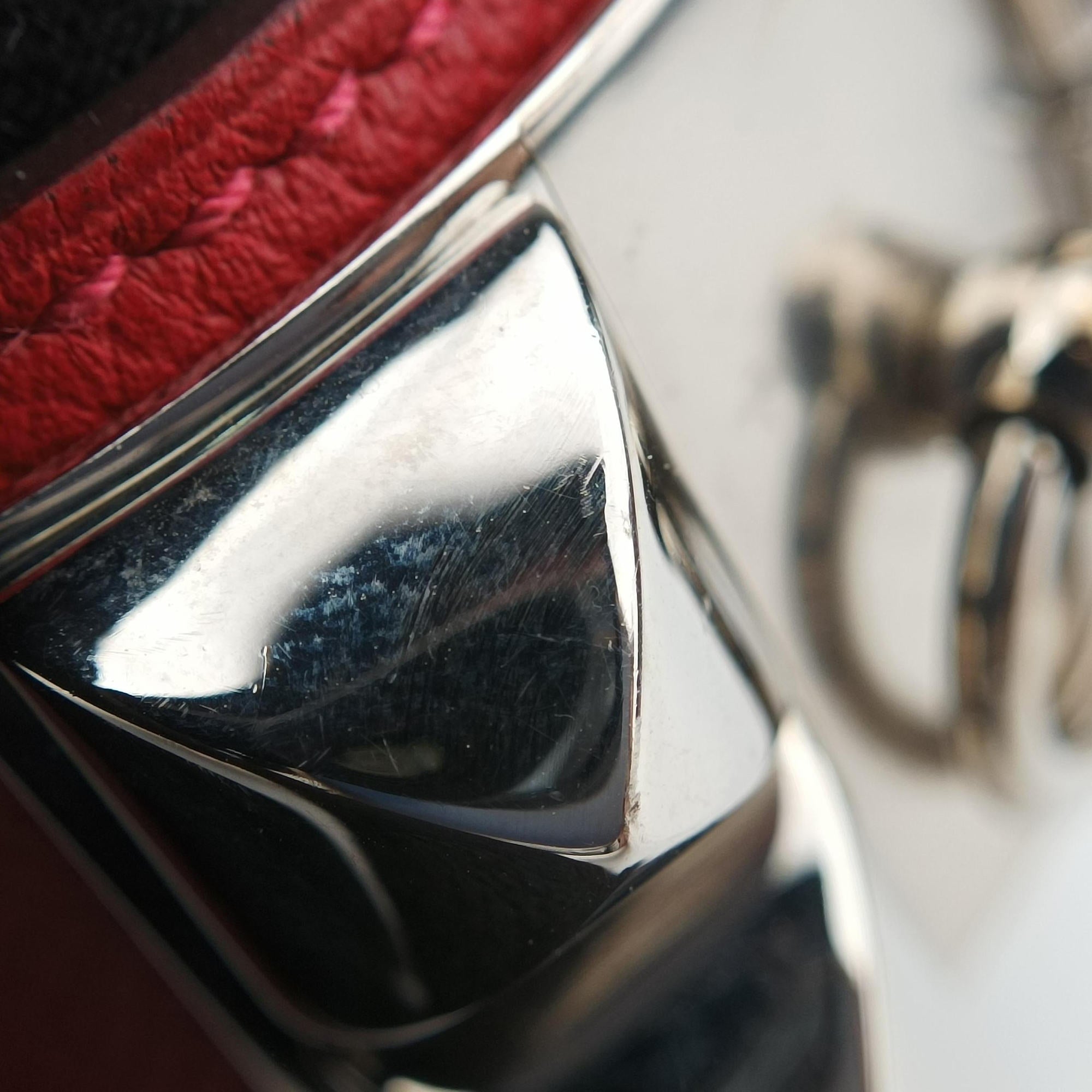 Collier de chien Red×silver Leather×GP SI▢Qコリエ ド シアン レッド×シルバー レザー×GP SI▢Q