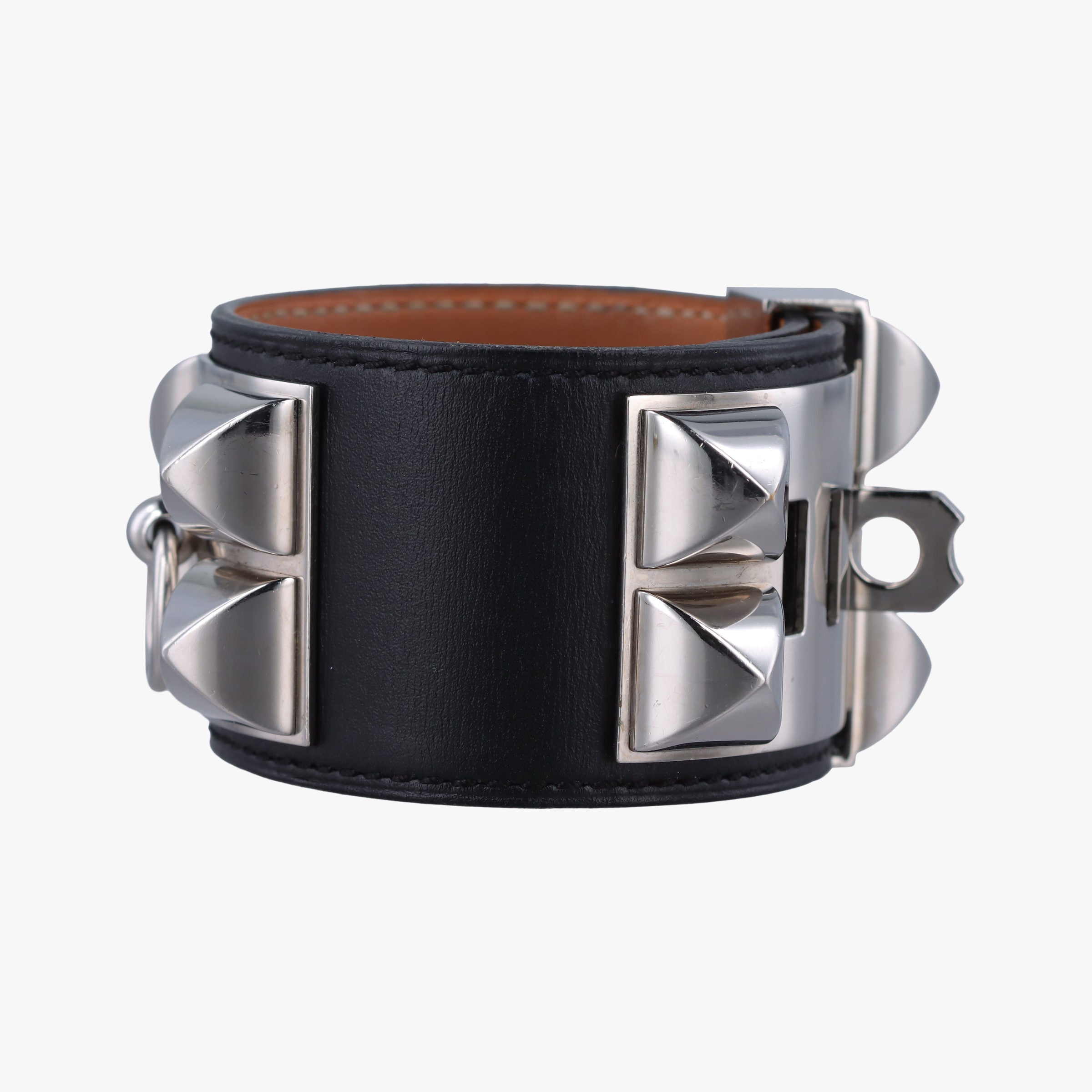 Collier de Chien Black×silver Leather×GP S SI □Oコリエ ド シアン ブラック×シルバー レザー×GP S SI □O