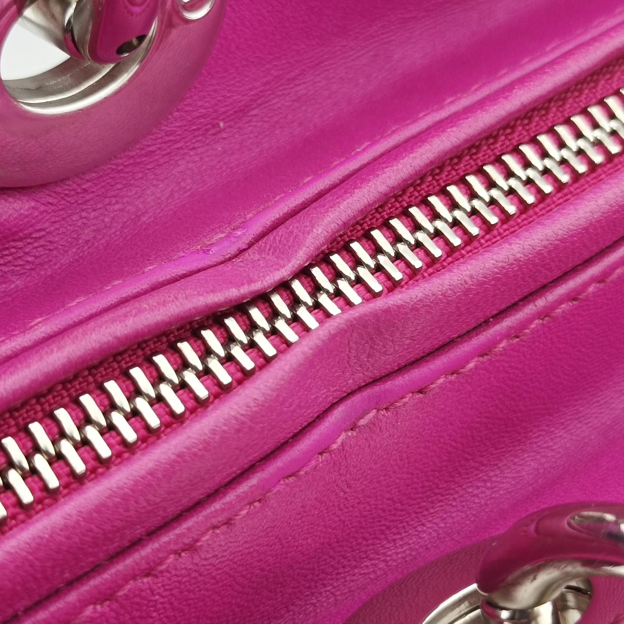 Lady Dior Rose lambskin 08-MA-0122レディディオール ローズ レッド ラムスキン 08-MA-0122