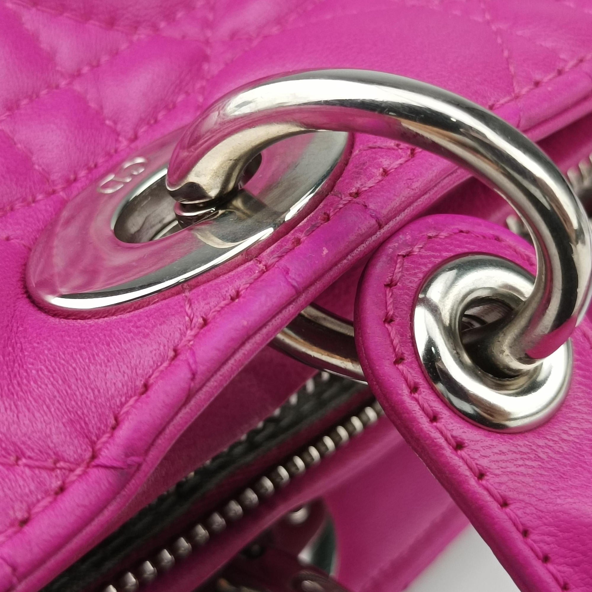 Lady Dior Rose lambskin 08-MA-0122レディディオール ローズ レッド ラムスキン 08-MA-0122