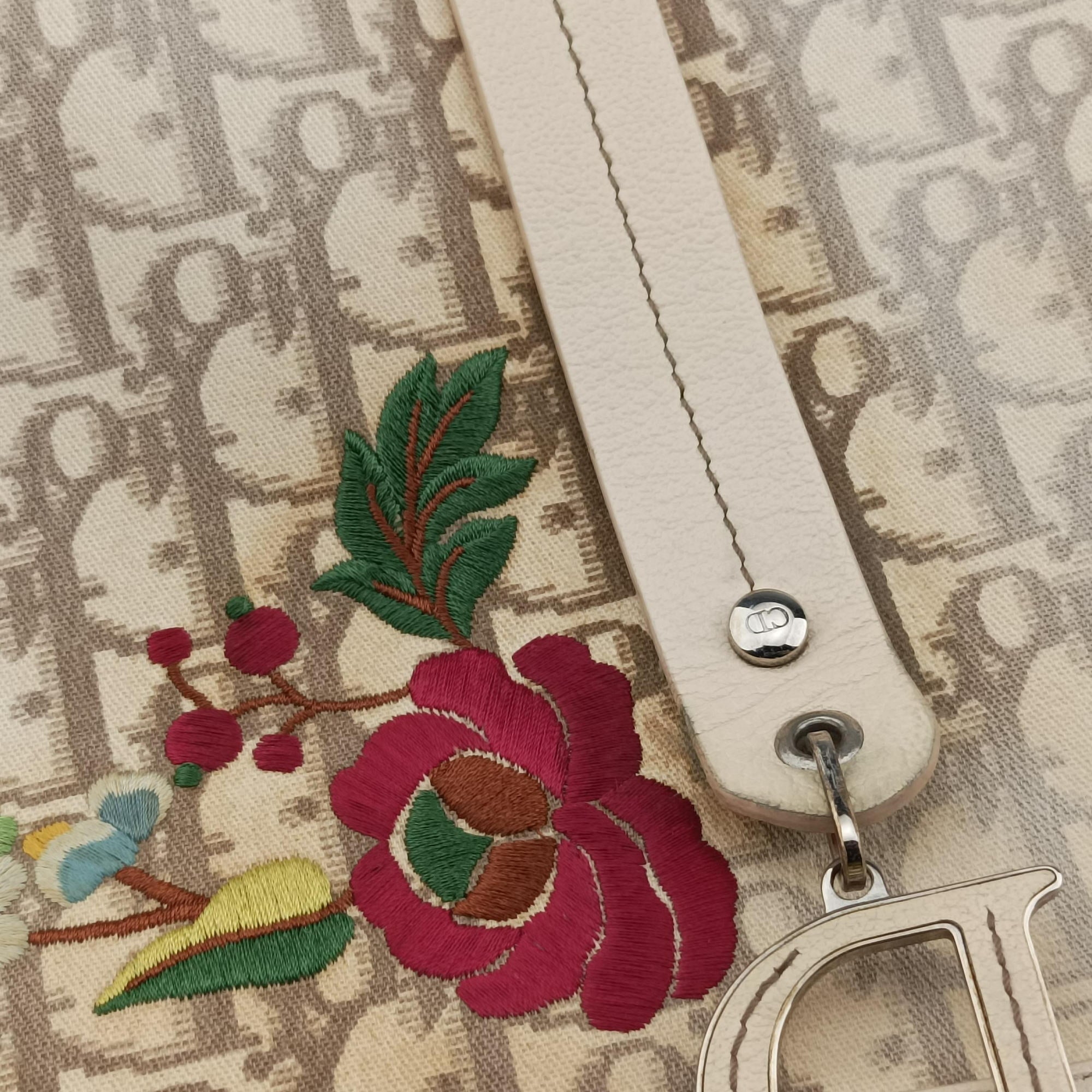 Trotter Flower Line White x Beige x Multicolor canvas × leather 05-BO-0035トロッター フラワーライン ホワイト×ベージュ×マルチカラー キャンバス×レザー 05-BO-0035