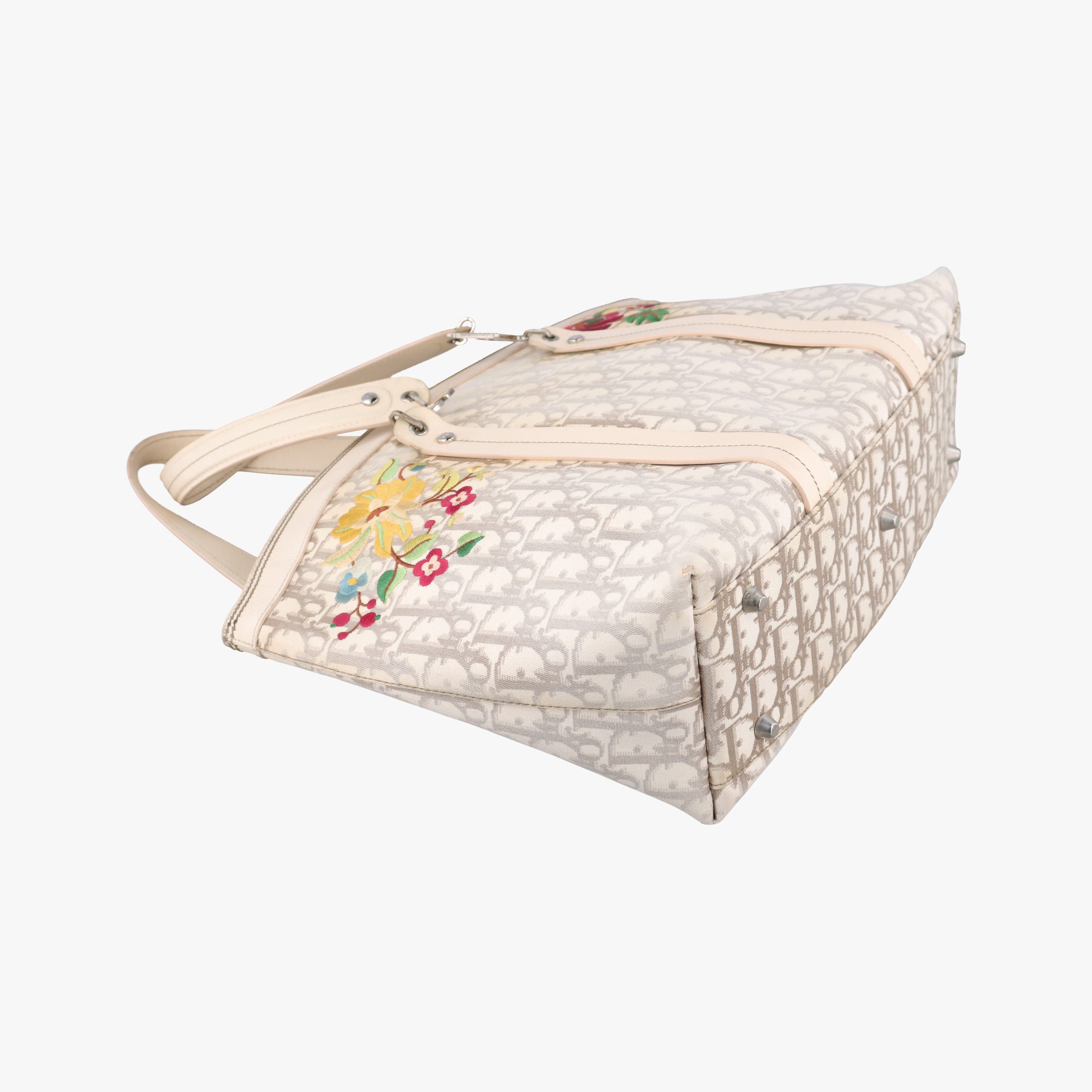 Trotter Flower Line White x Beige x Multicolor canvas × leather 05-BO-0035トロッター フラワーライン ホワイト×ベージュ×マルチカラー キャンバス×レザー 05-BO-0035