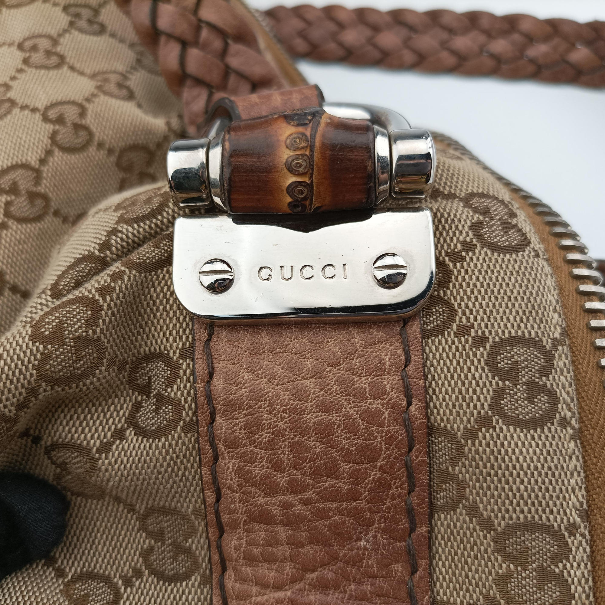 Medium Bamboo Brown canvas×leather 232959 F8323206ミディアム バンブー ブラウン キャンバス×レザー 232959 F8323206