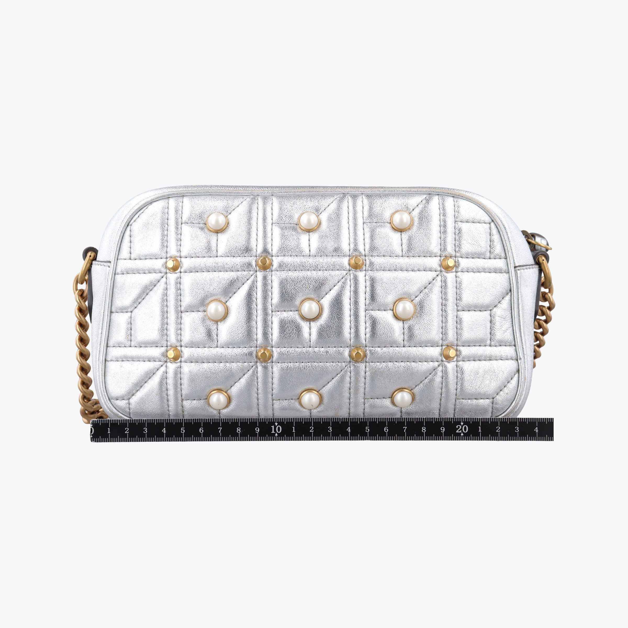 GG Marmont Silver Leather 447632 G021273675GGマーモント シルバー レザー 447632 G021273675