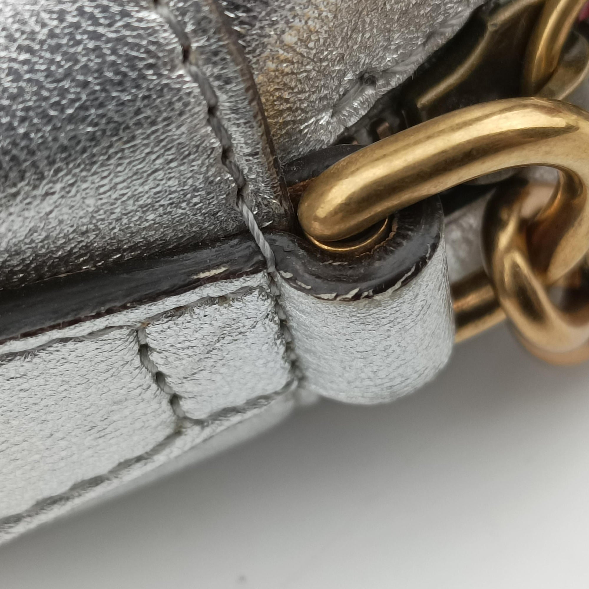 GG Marmont Silver Leather 447632 G021273675GGマーモント シルバー レザー 447632 G021273675