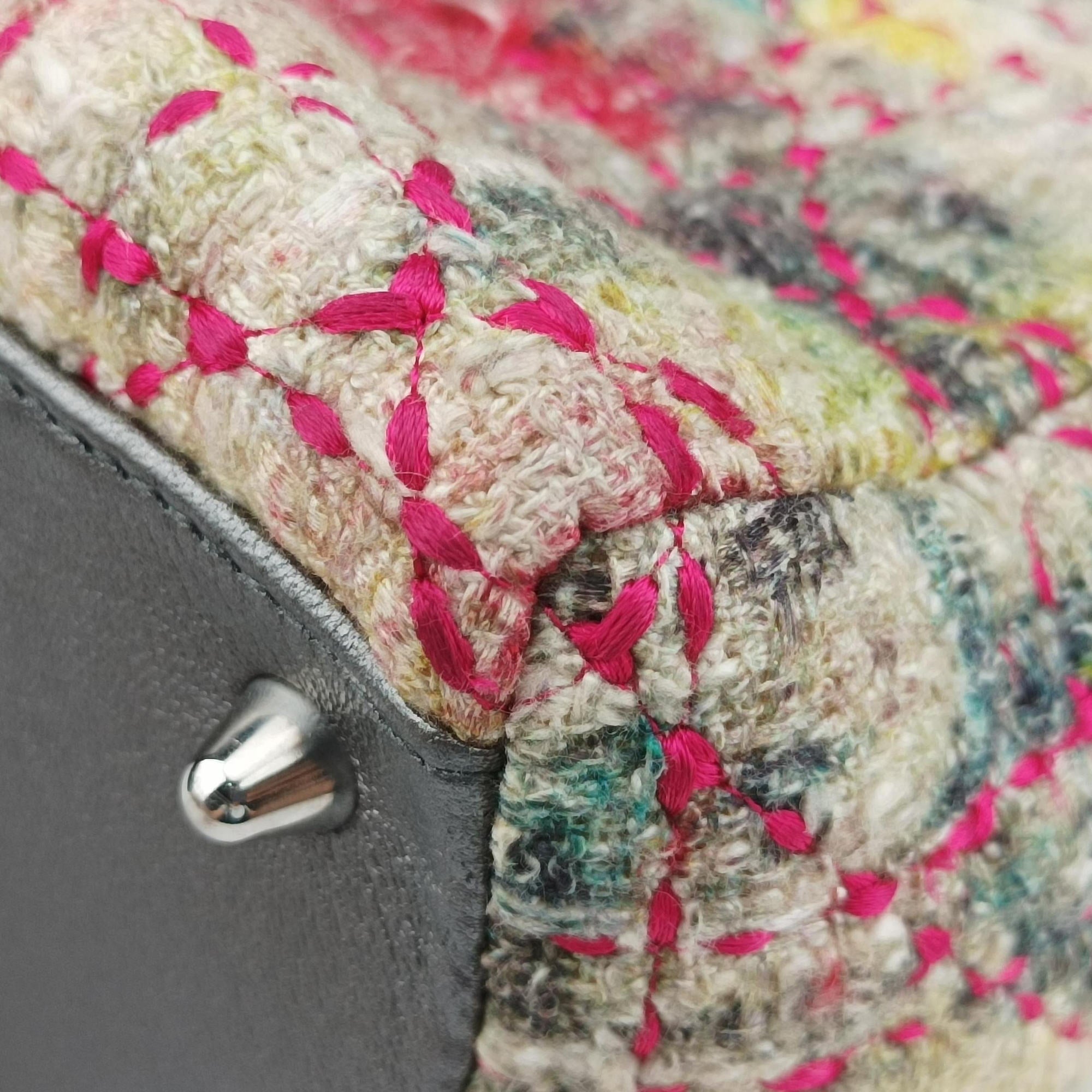 Lady Dior Multicolor Tweed Wool × Metallic Leather 02-MA-0171レディディオール マルチカラー ツイード × メタリックレザー 02-MA-0171