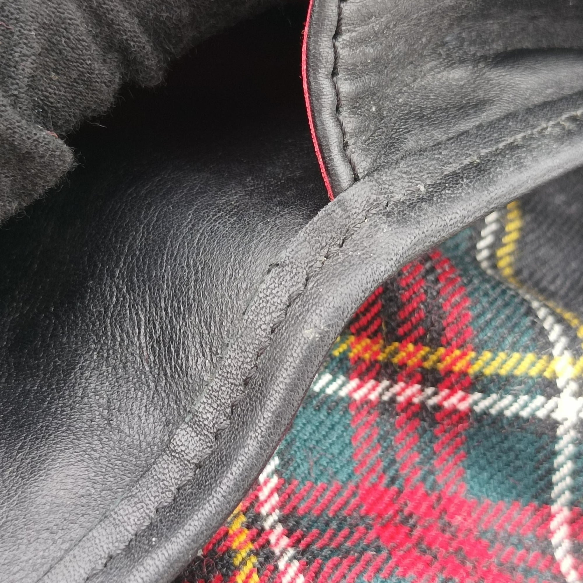 Syd SpikedRed Tartan × BlackCanvas/Velvet × Calfskinシド スタッズレッドチェック × ブラックキャンバス/ベルベット × レザー