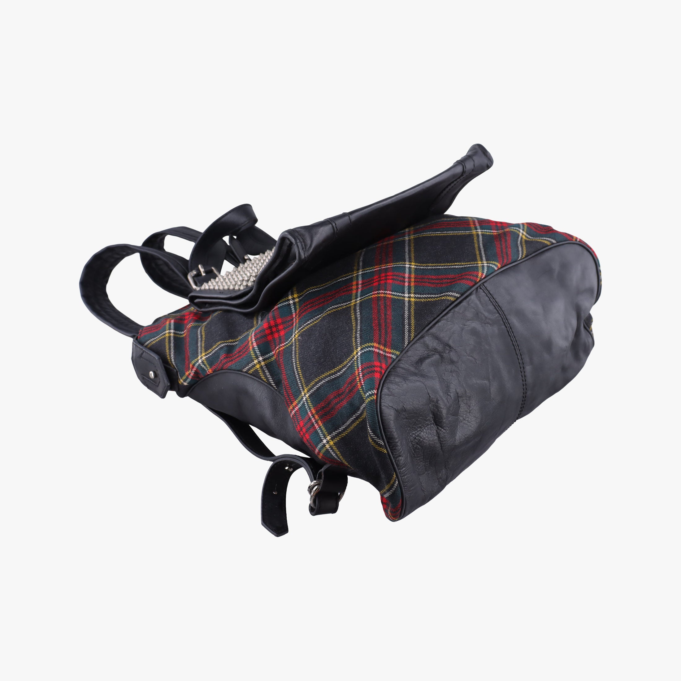 Syd SpikedRed Tartan × BlackCanvas/Velvet × Calfskinシド スタッズレッドチェック × ブラックキャンバス/ベルベット × レザー