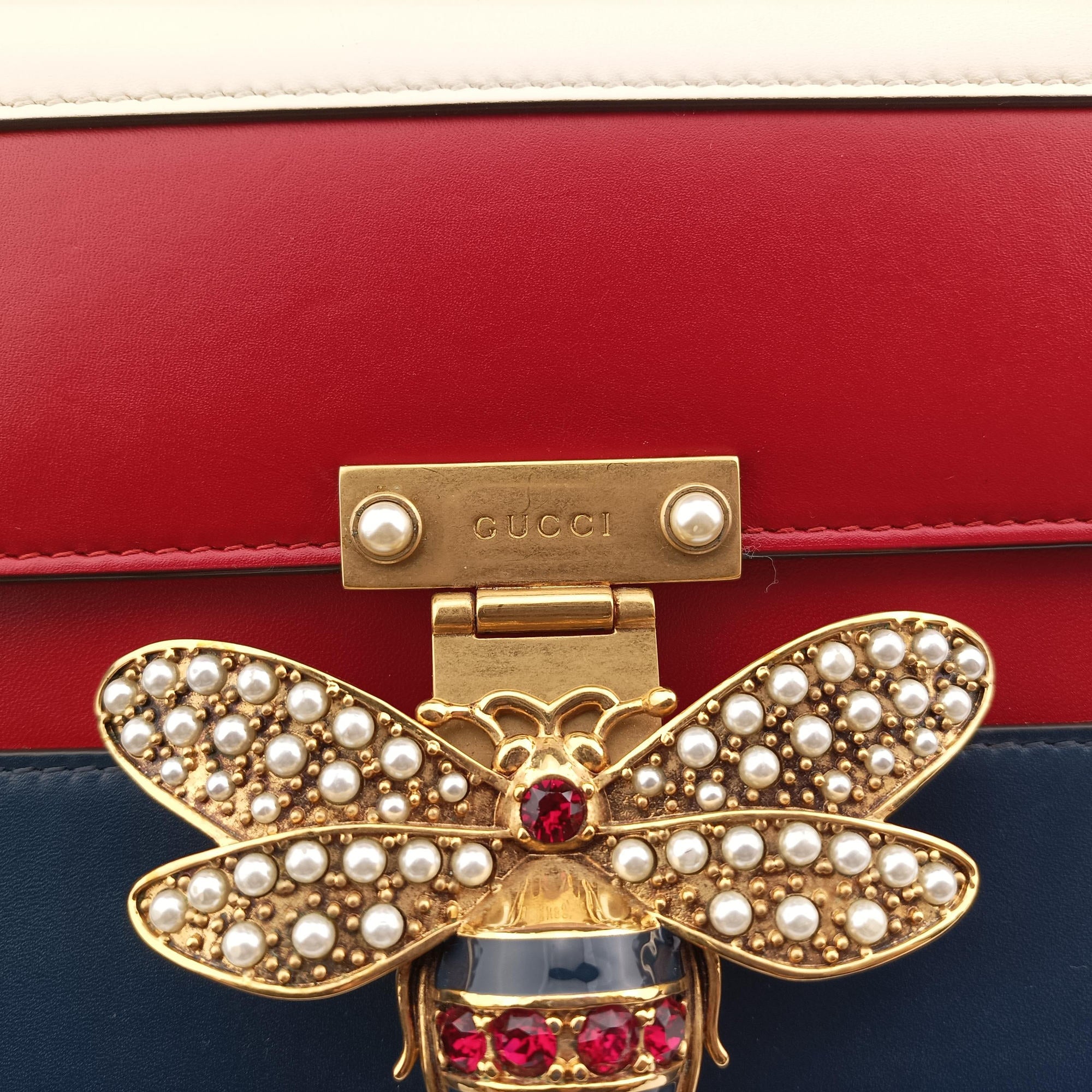 Queen Margaret White×Red×Blue×Pink Leather 476541 D023995575クイーン マーガレット ホワイト×レッド×ブルー×ピンク レザー 476541 D023995575